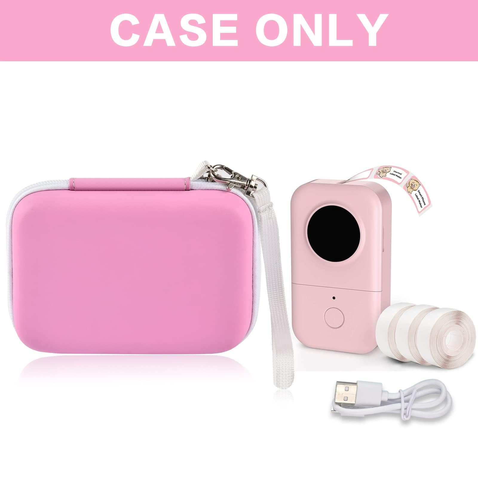 Label Maker Carrying Case Fits Phomemo, NIIMBOT and More– Protective EVA Bag with Mesh Pocket