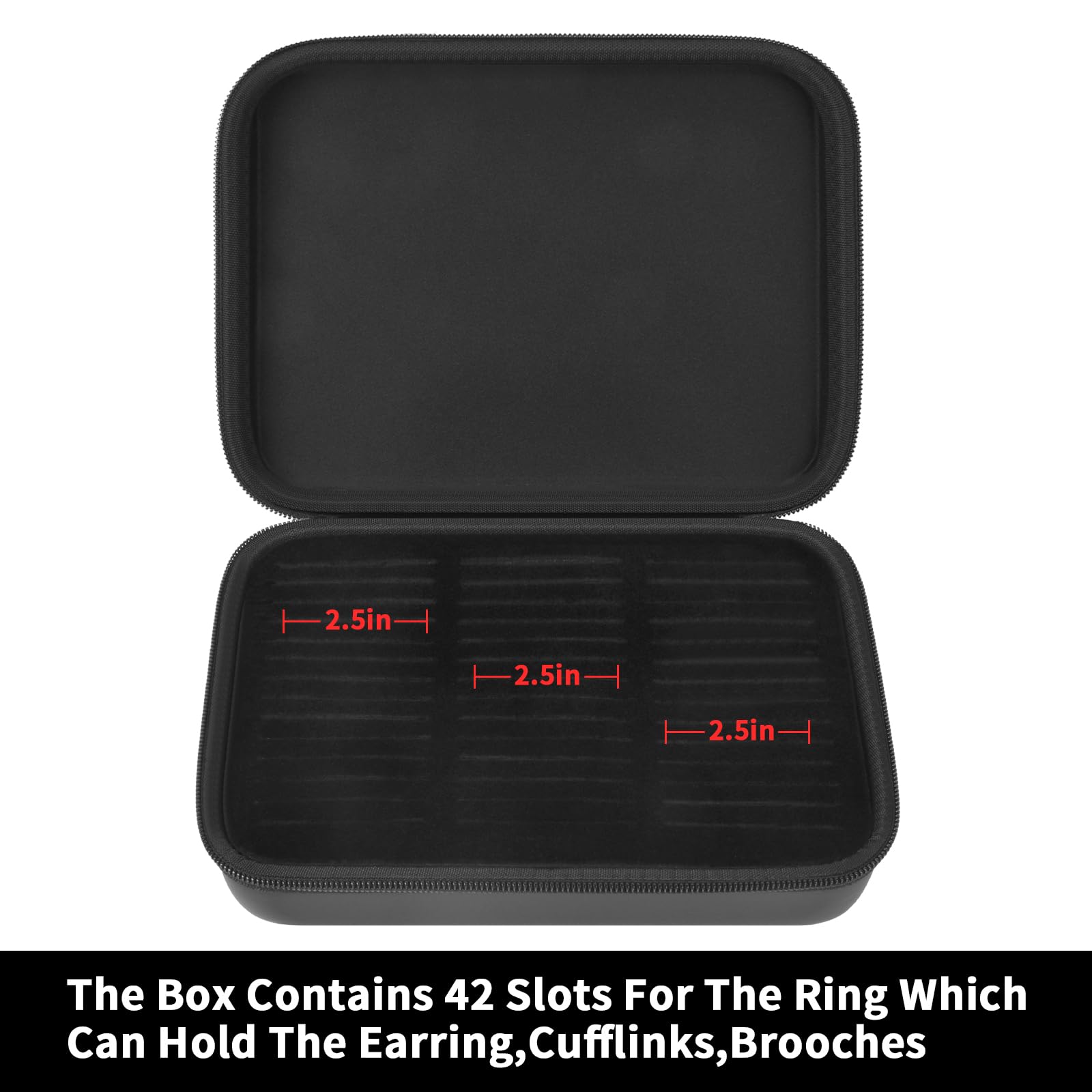 Ring Organizer Case with 42 Slots–Jewelry Display Box for Rings, Earrings and Cufflinks