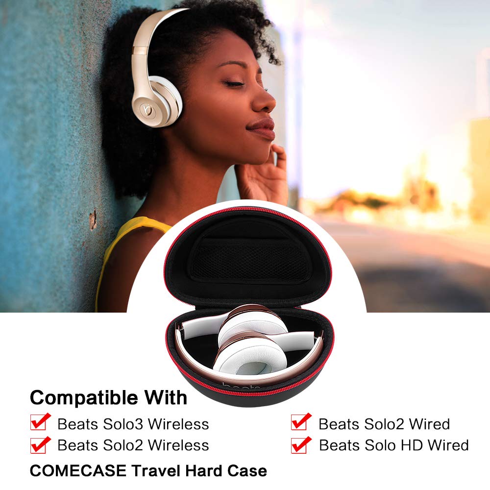 Shockproof Foldable Headphone Travel Case with Mesh Pocket – Compatible with Solo and Studio