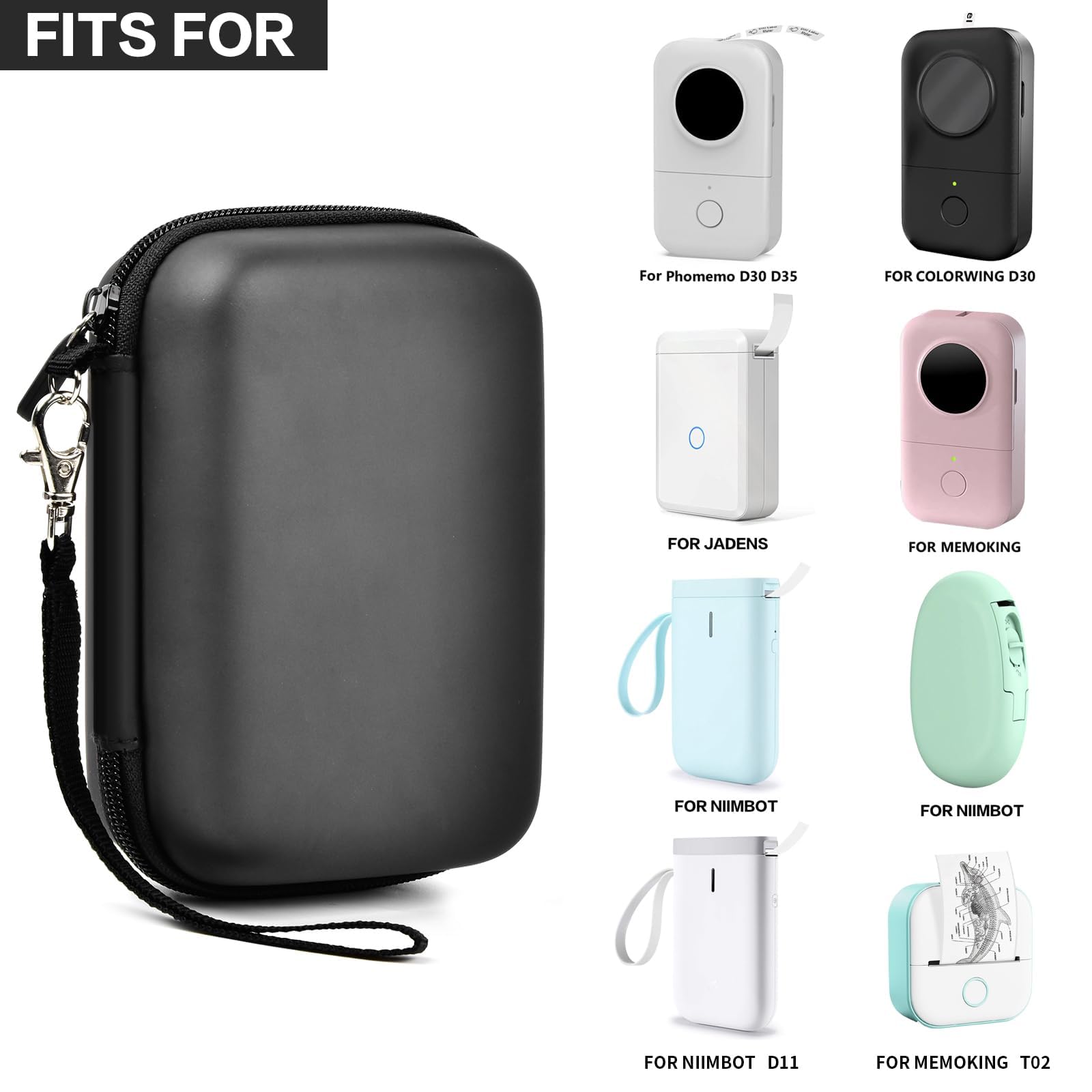 Label Maker Carrying Case Fits Phomemo, NIIMBOT and More– Protective EVA Bag with Mesh Pocket