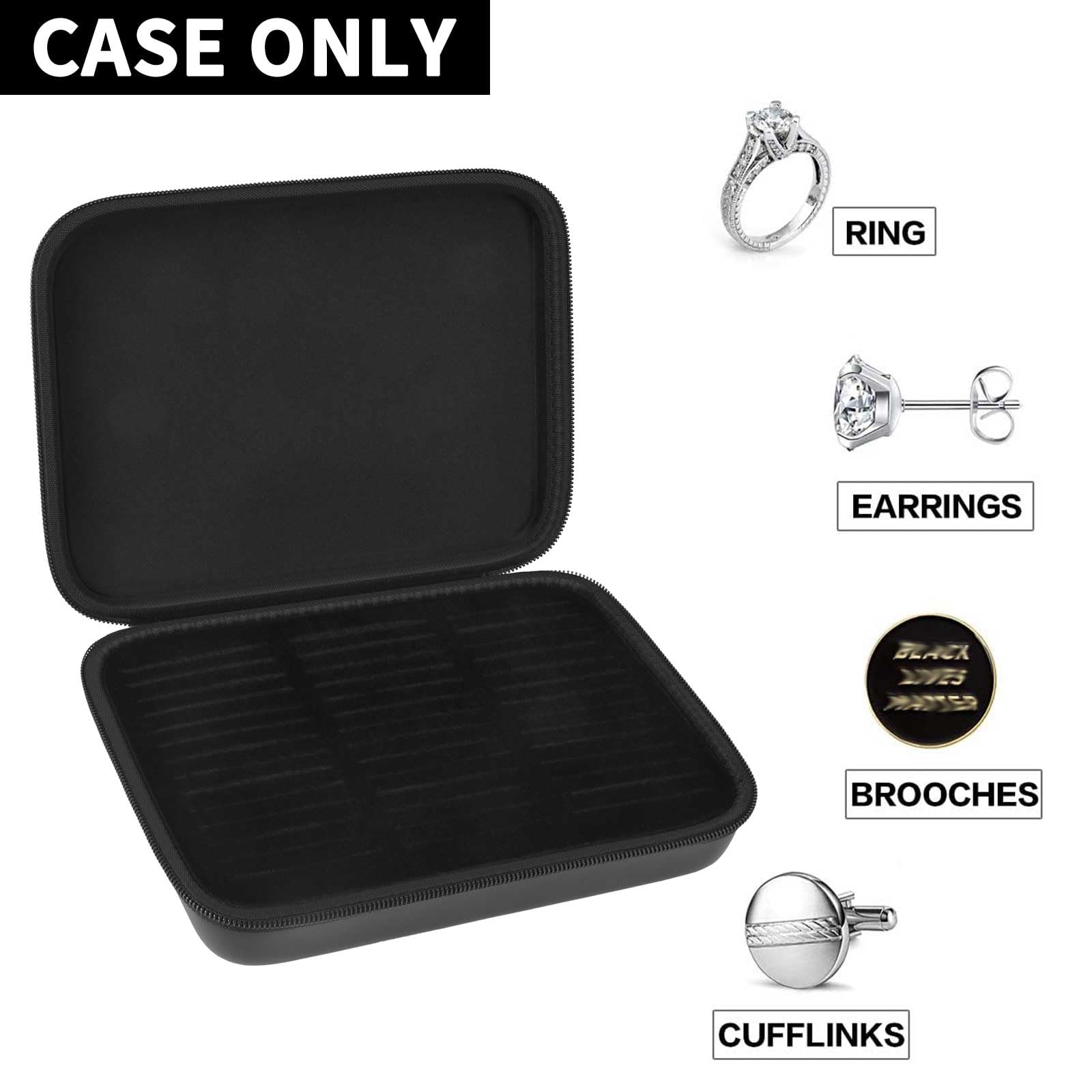 Ring Organizer Case with 42 Slots–Jewelry Display Box for Rings, Earrings and Cufflinks