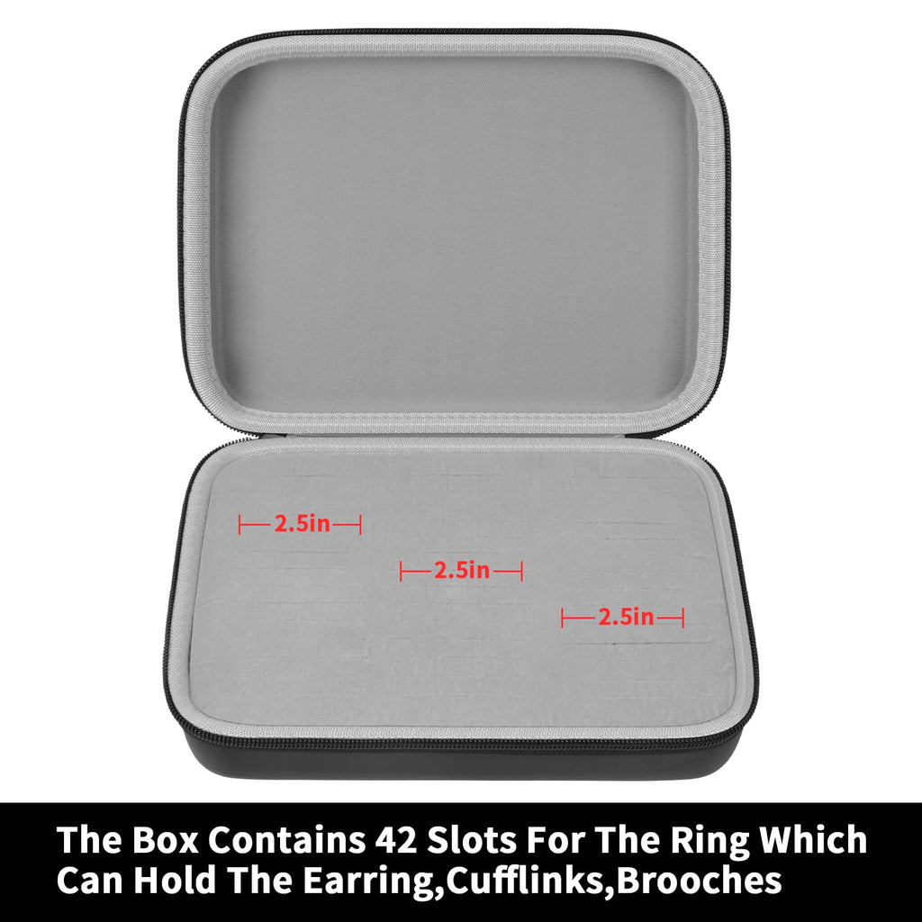 Ring Organizer Case with 42 Slots–Jewelry Display Box for Rings, Earrings and Cufflinks