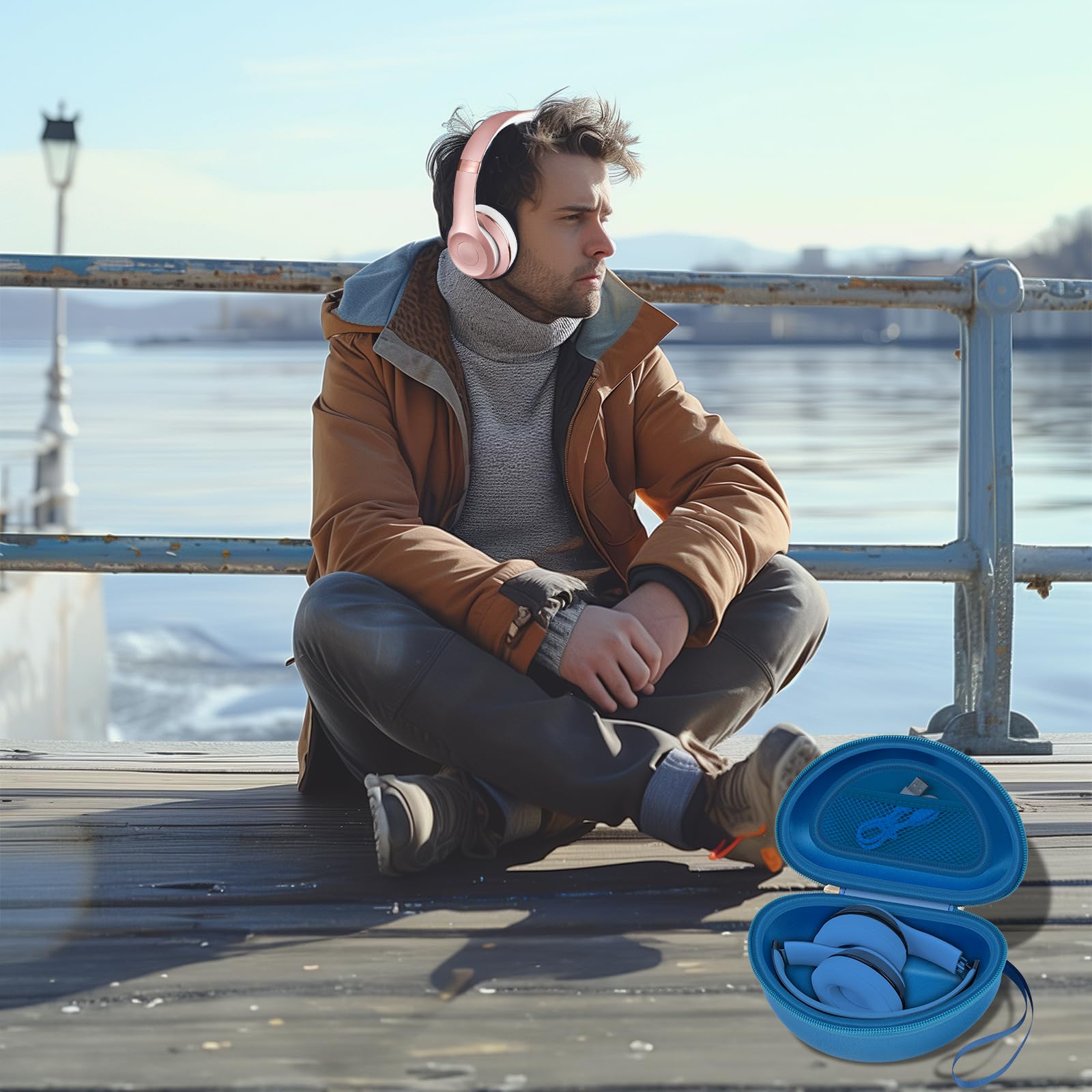 Shockproof Foldable Headphone Travel Case with Mesh Pocket – Compatible with Solo and Studio