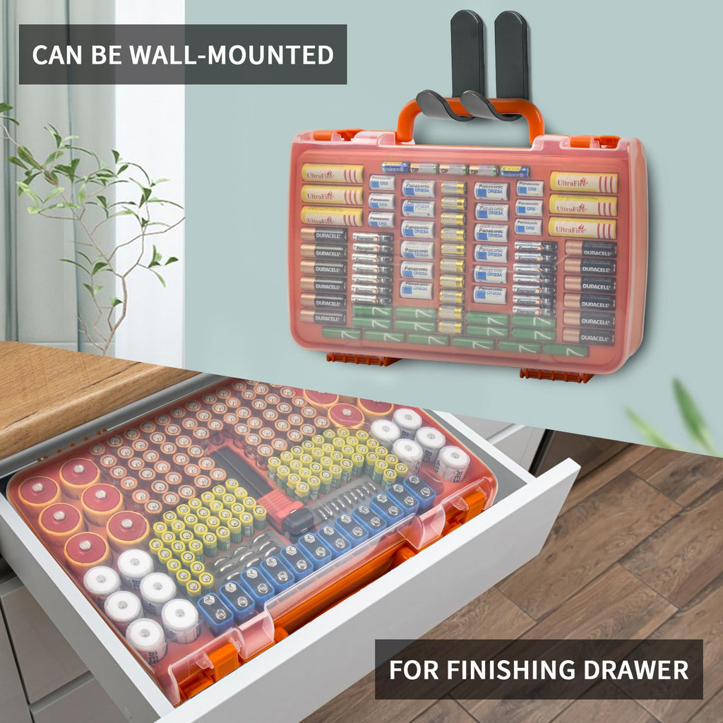 269 Slot Battery Organizer Case with Tester – Heavy Duty Storage Box for AA, AAA, 9V and More