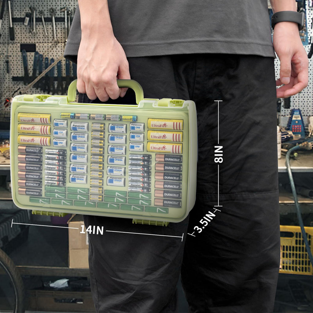 269 Slot Battery Organizer Case with Tester – Heavy Duty Storage Box for AA, AAA, 9V and More
