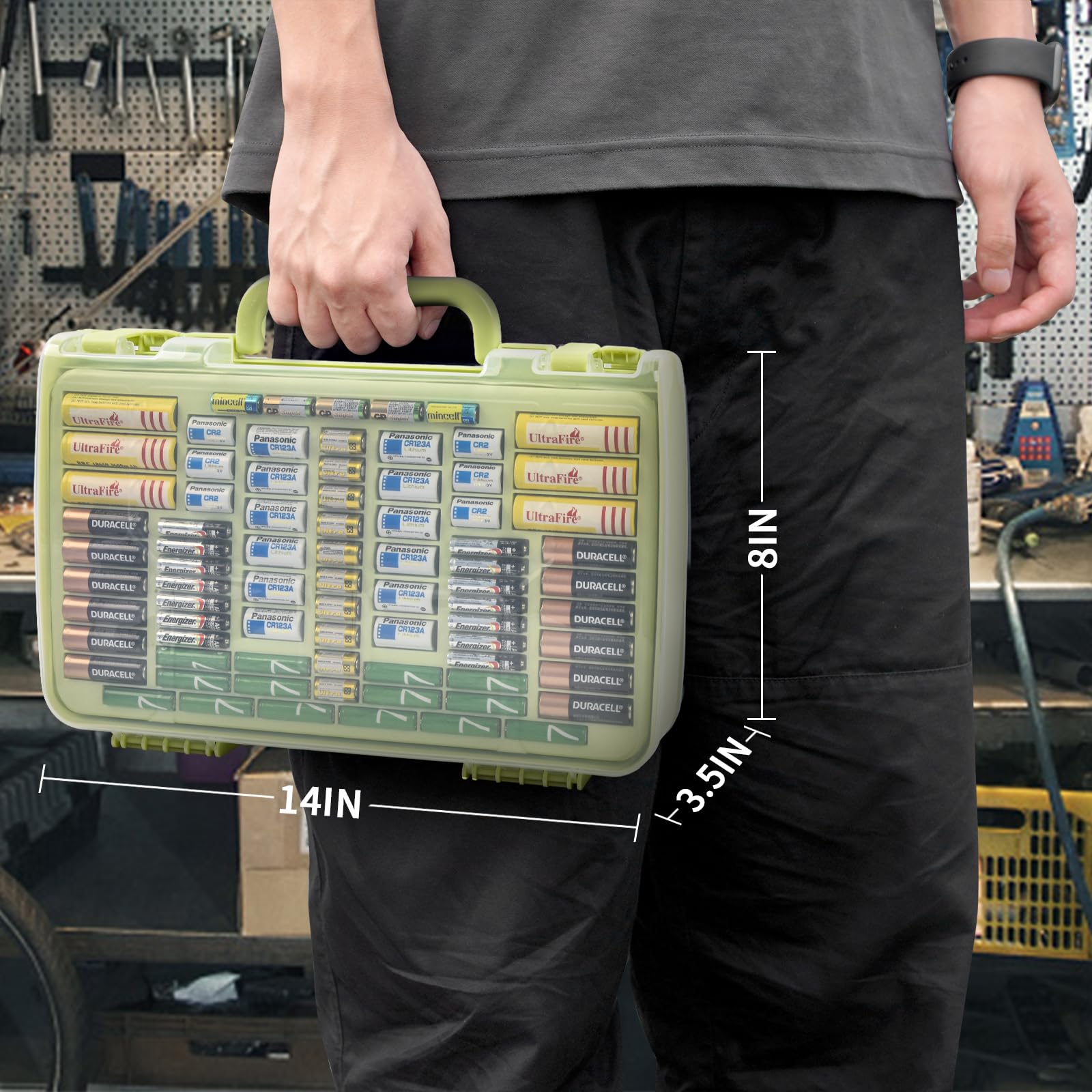 269 Slot Battery Organizer Case with Tester – Heavy Duty Storage Box for AA, AAA, 9V and More
