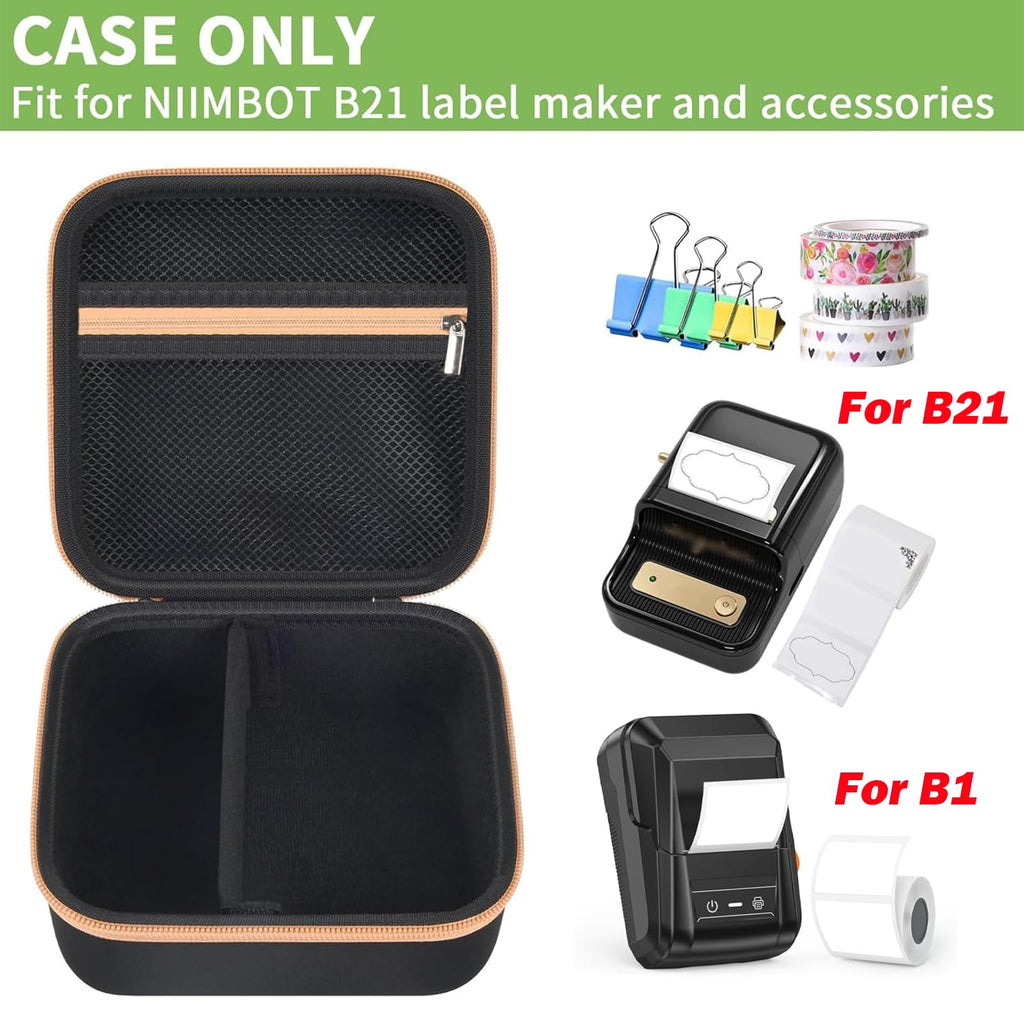 Travel Case for NIIMBOT B21 / B21 Pro / B1 Label Maker – Portable Storage Organizer for Labels and Accessories