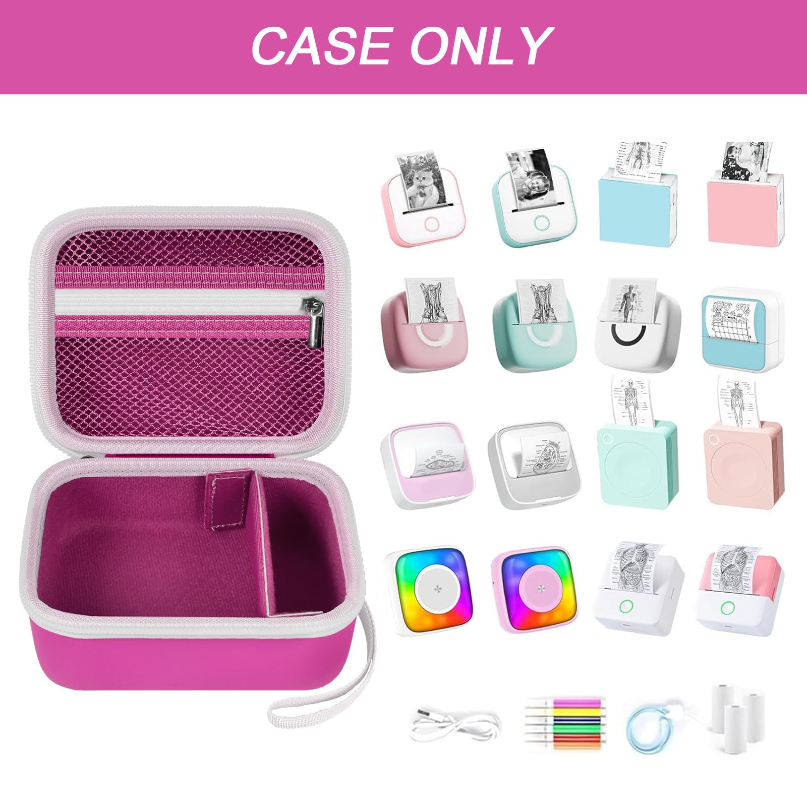 Label Maker Case for Memoking T02 and Phomemo M02 Mini Printer Storage