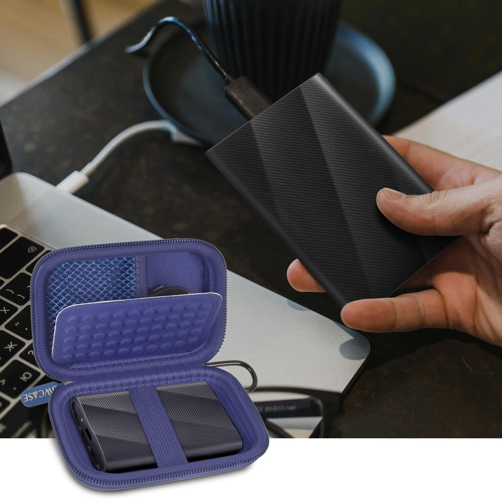 Portable SSD Case and Travel Organizer for 1TB/2TB/4TB Samsung T9/T7 External Drive