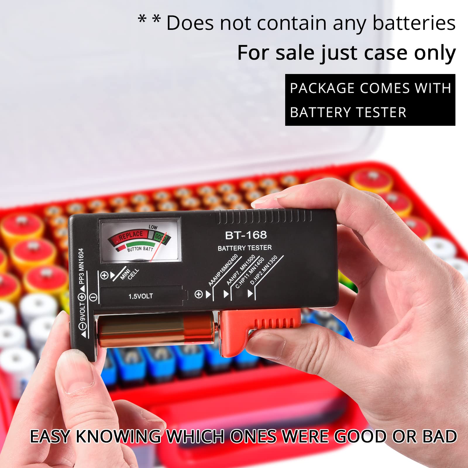 269 Slot Battery Organizer Case with Tester – Heavy Duty Storage Box for AA, AAA, 9V and More