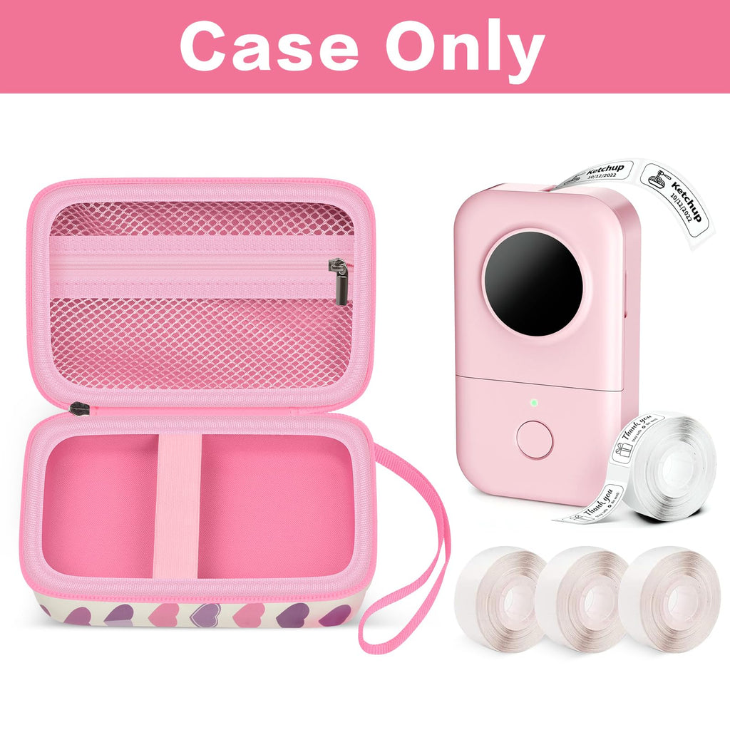 Label Maker Carrying Case Fits Phomemo, NIIMBOT and More– Protective EVA Bag with Mesh Pocket