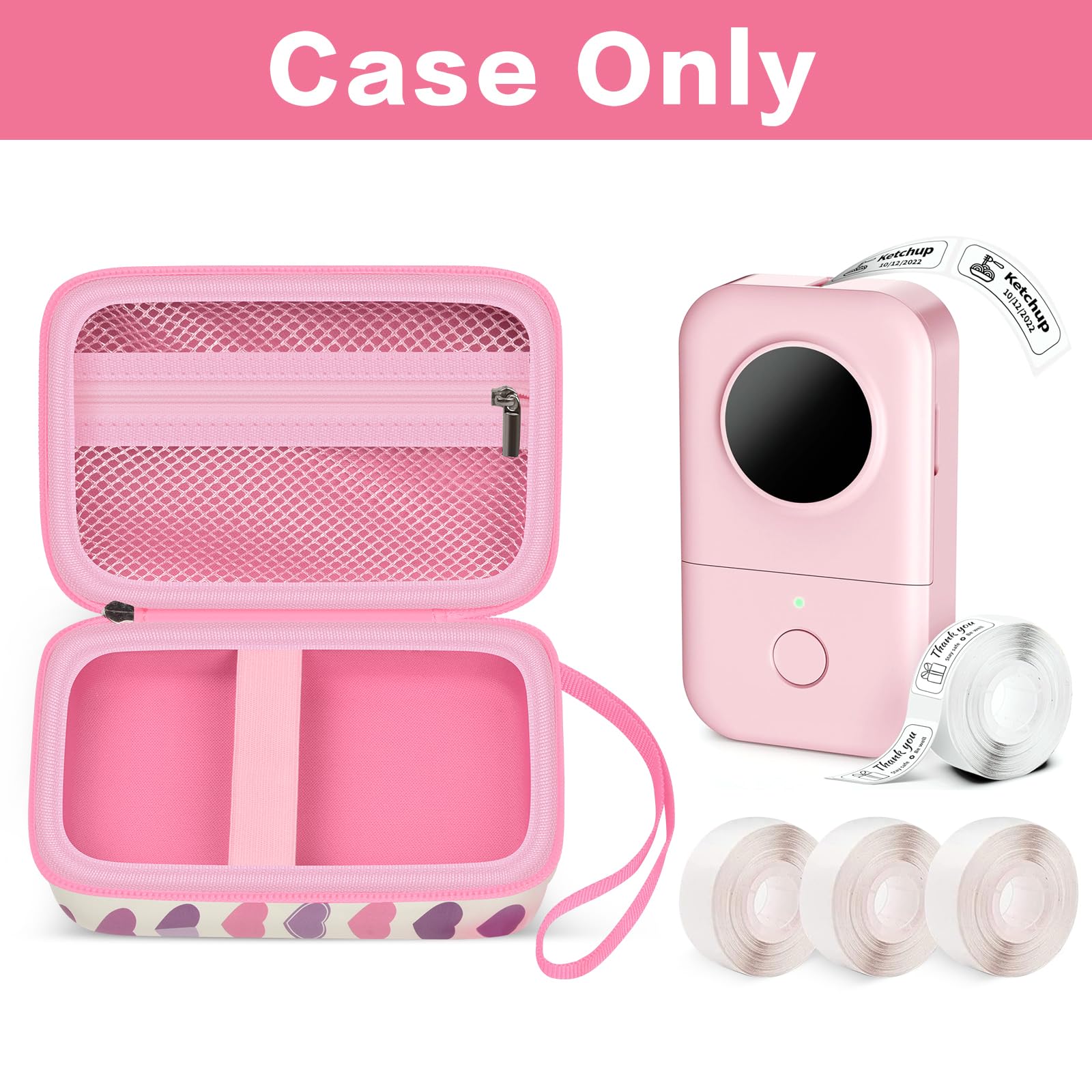 Label Maker Carrying Case Fits Phomemo, NIIMBOT and More– Protective EVA Bag with Mesh Pocket