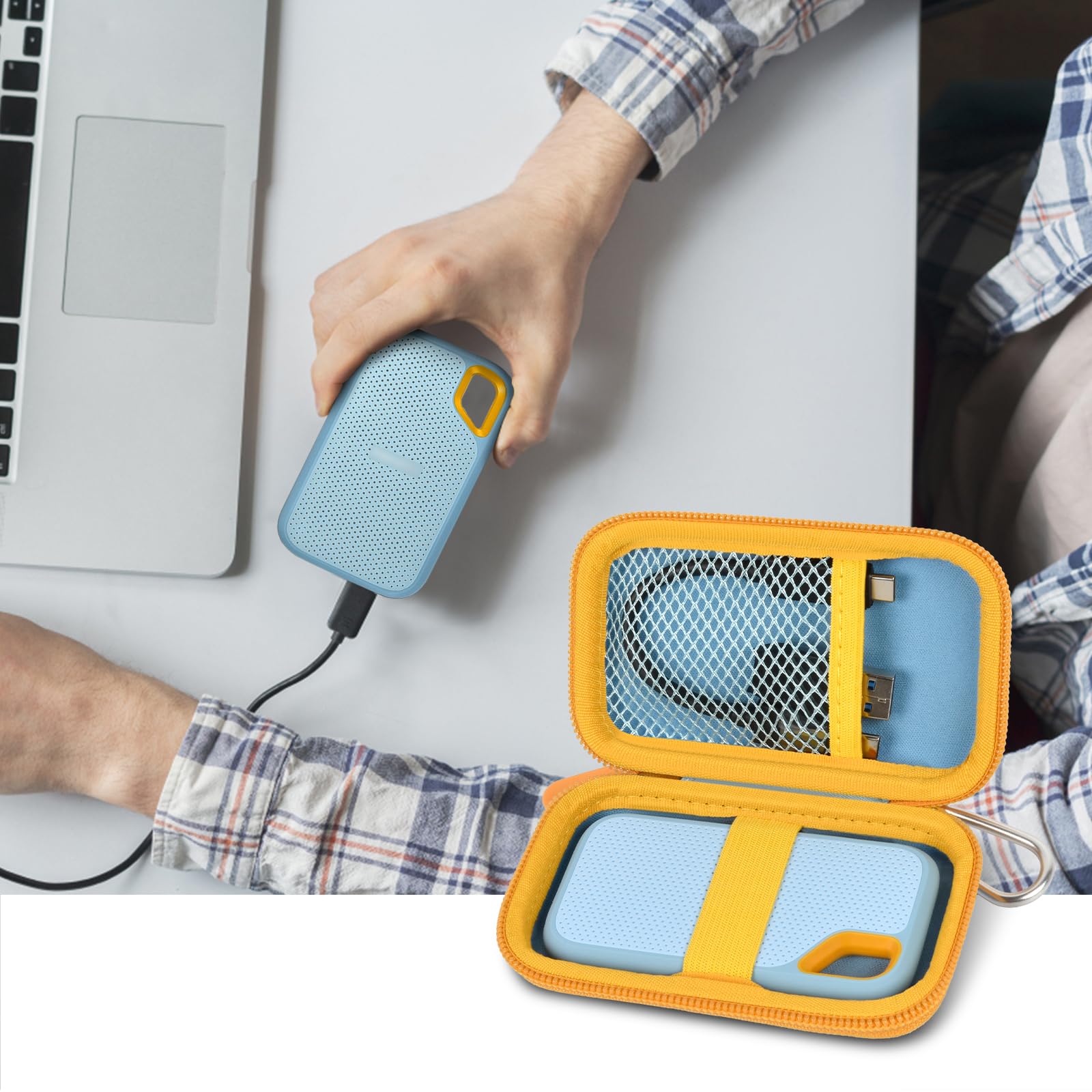 Portable SSD Case for SanDisk Extreme And Extreme PRO, Hard Shell Travel Storage  with SD Card Holder