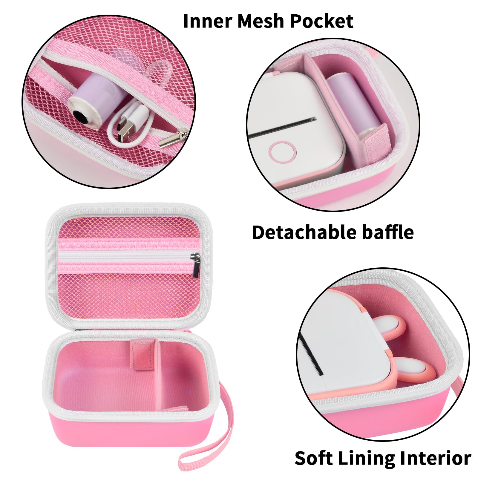 Label Maker Case for Memoking T02 and Phomemo M02 Mini Printer Storage