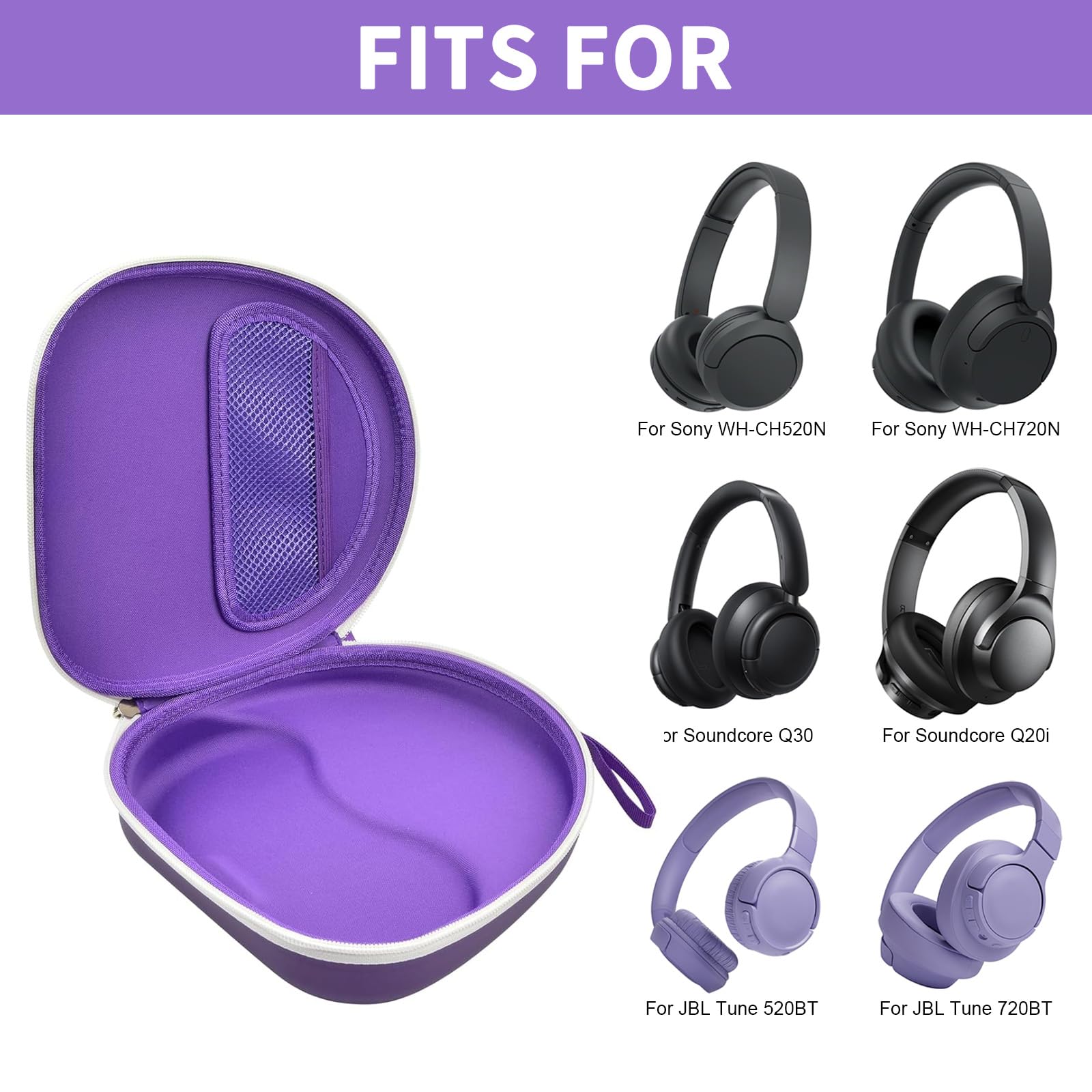 Headphone Carrying Case for Sony WH-CH720N and JBL Tune 720BT Wireless Headphones