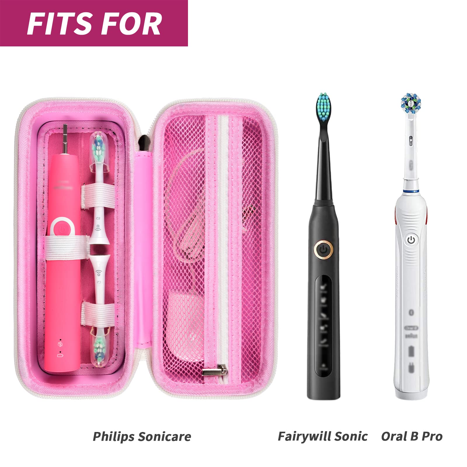 Electric Toothbrush Travel Case for Oral-B and Philips Sonicare - Waterproof Holder Bag