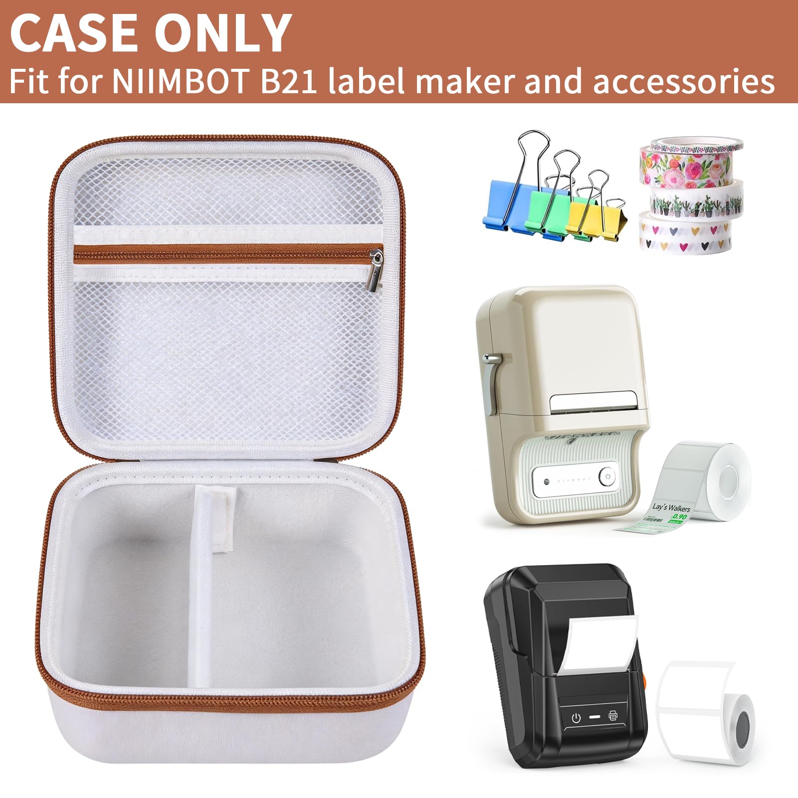 Travel Case for NIIMBOT B21 / B21 Pro / B1 Label Maker – Portable Storage Organizer for Labels and Accessories