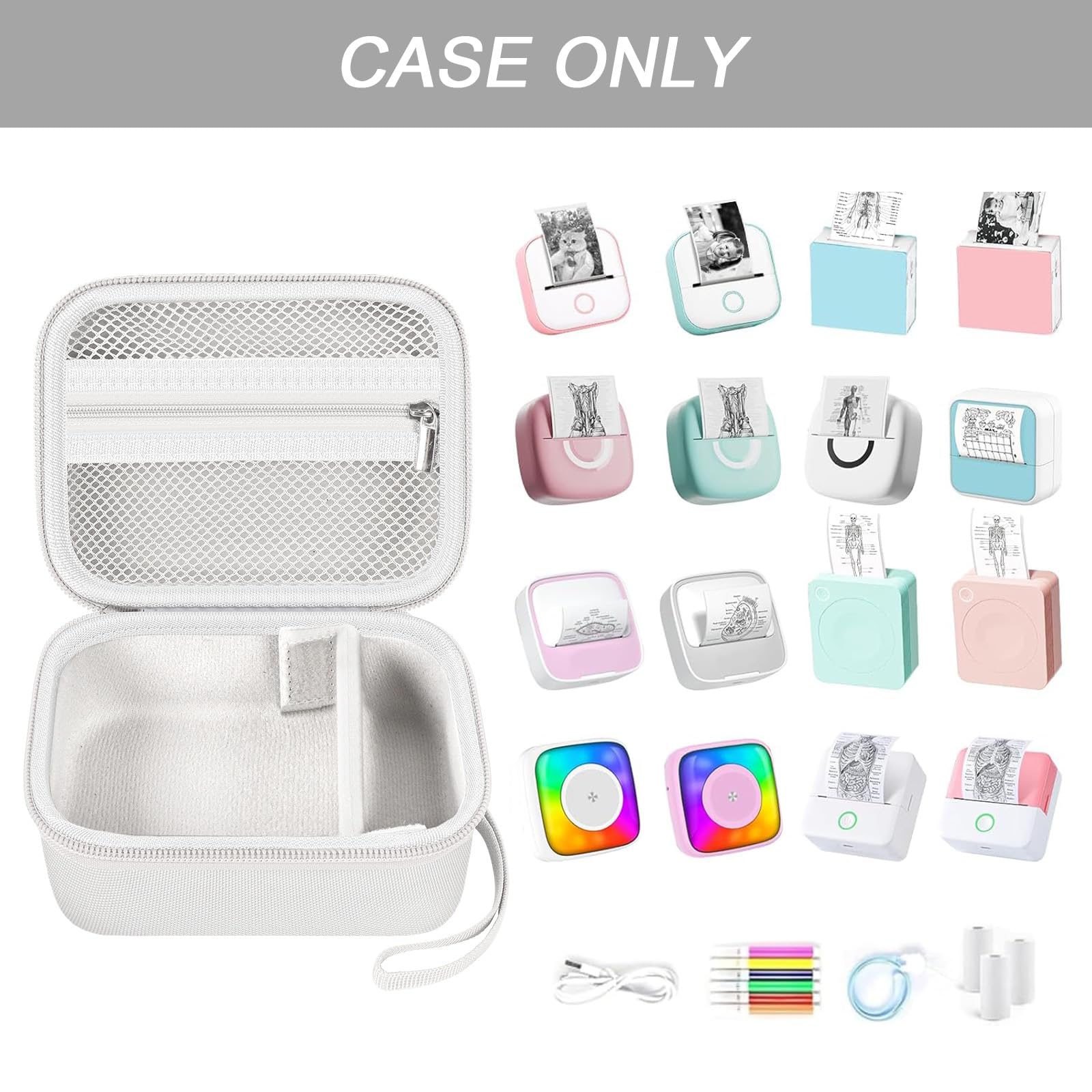 Label Maker Case for Memoking T02 and Phomemo M02 Mini Printer Storage