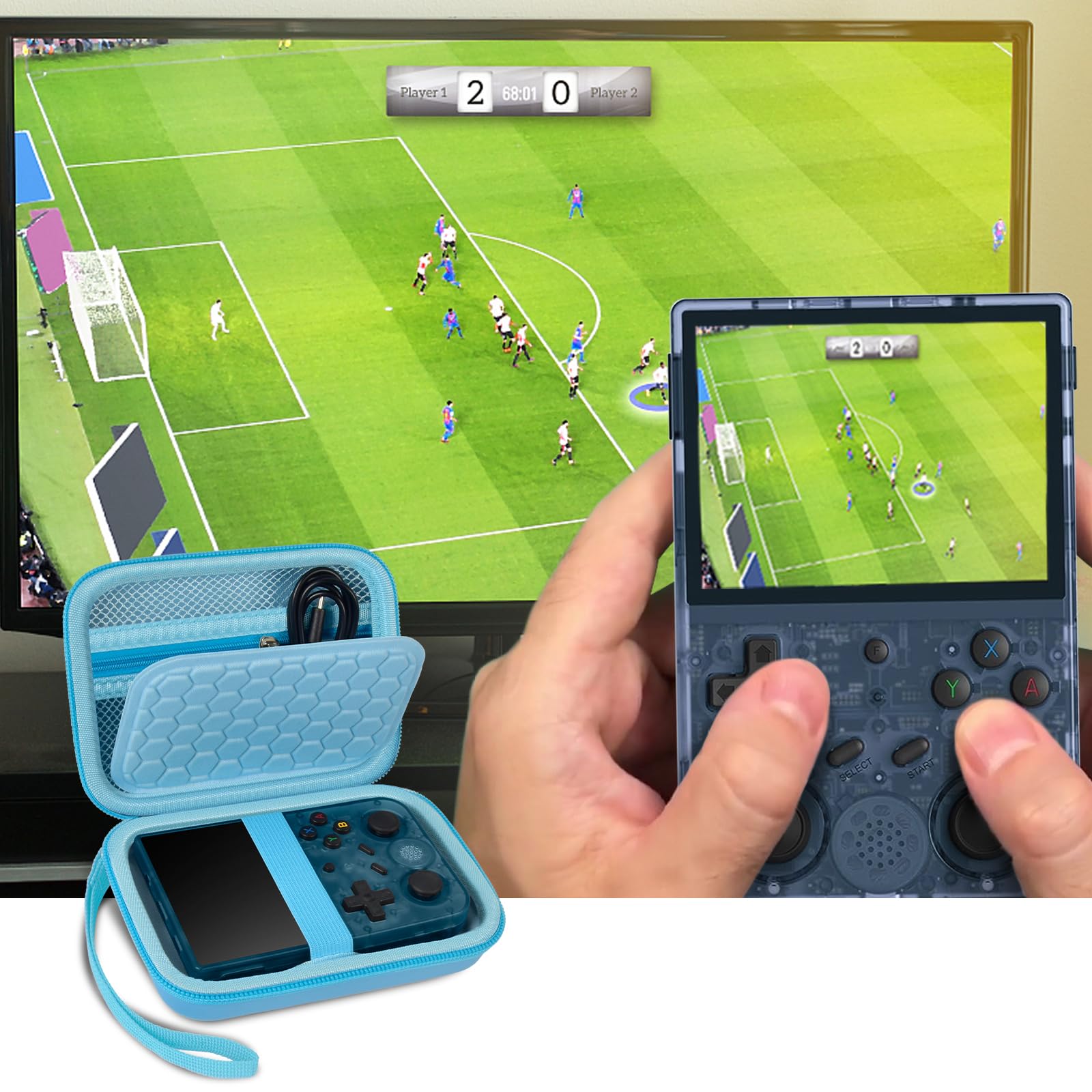 Retro Handheld Console Carrying Case for R36S / RG353V / RG353VS – Shockproof Travel Storage Bag