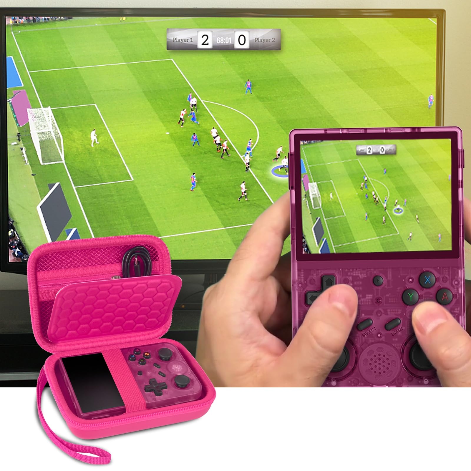 Retro Handheld Console Carrying Case for R36S / RG353V / RG353VS – Shockproof Travel Storage Bag