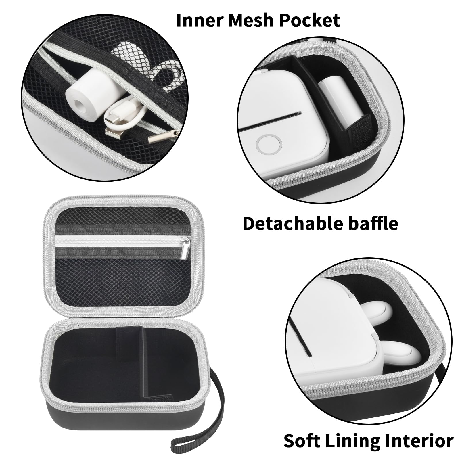 Label Maker Case for Memoking T02 and Phomemo M02 Mini Printer Storage