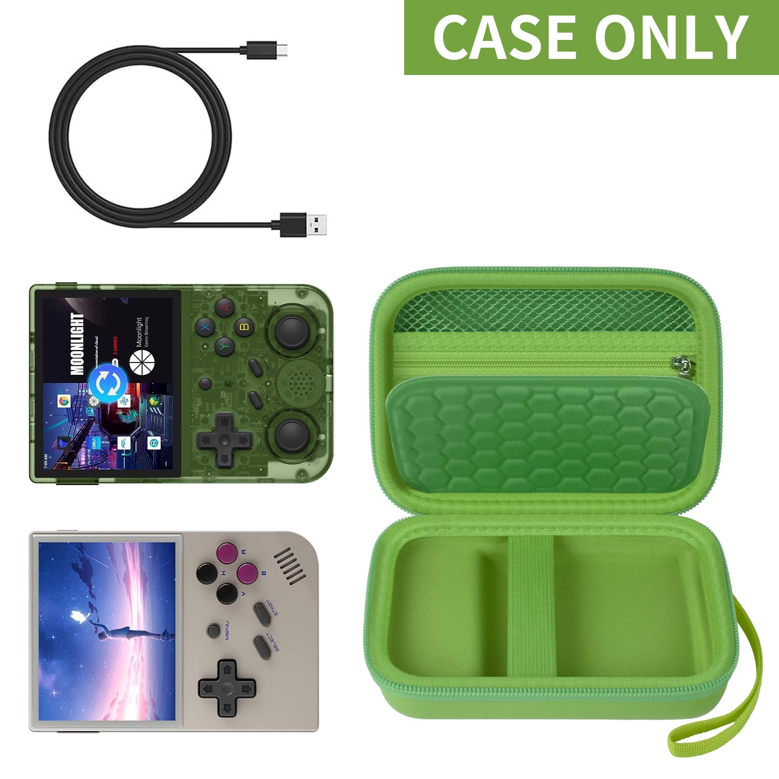 Retro Handheld Console Carrying Case for R36S / RG353V / RG353VS – Shockproof Travel Storage Bag