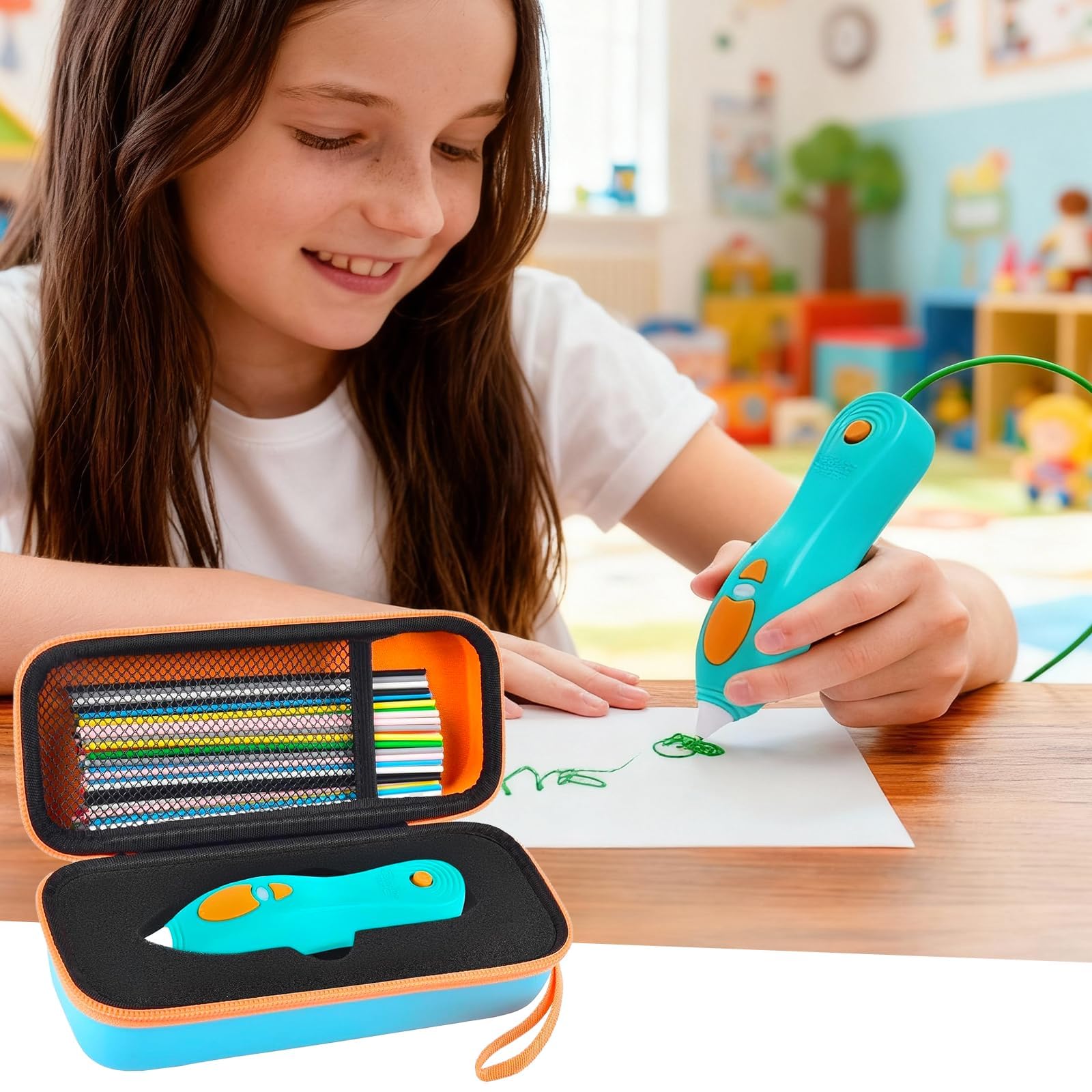 Travel Case for 3Doodler Start+ 3D Printing Pen – Portable Organizer for Pen, Filaments and Charger