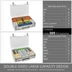 269 Slot Battery Organizer Case with Tester – Heavy Duty Storage Box for AA, AAA, 9V and More