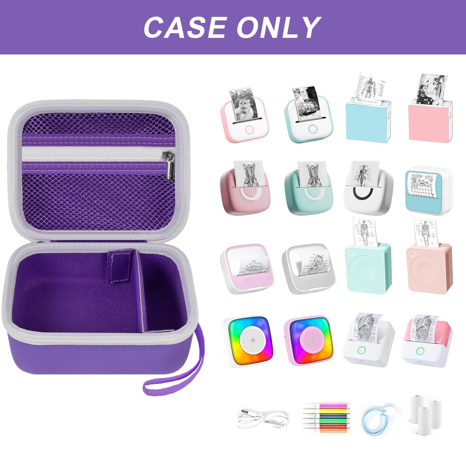 Label Maker Case for Memoking T02 and Phomemo M02 Mini Printer Storage
