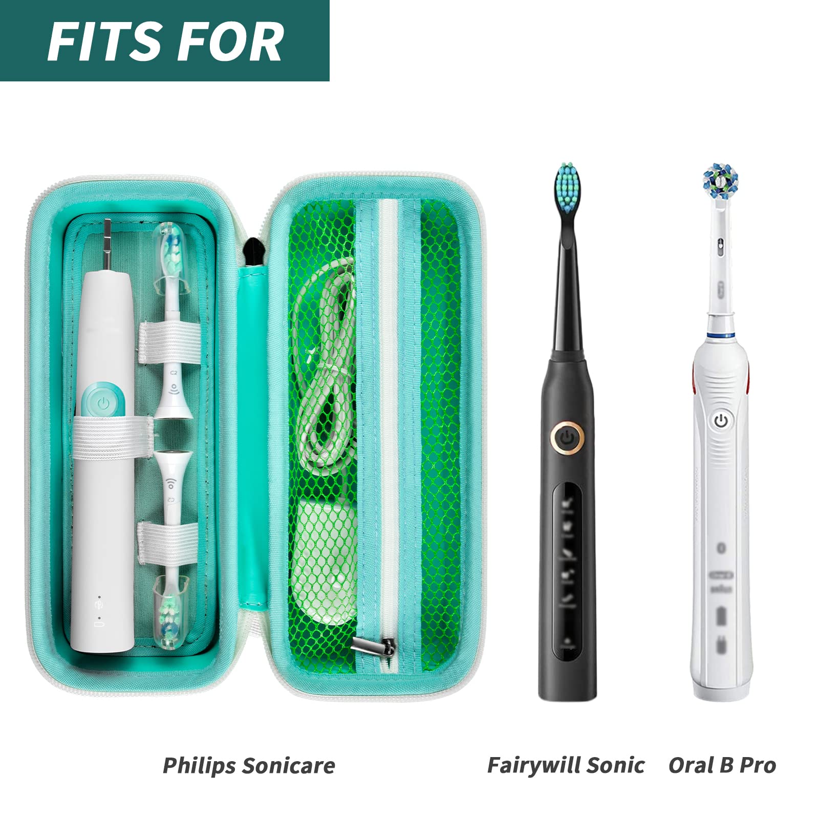 Electric Toothbrush Travel Case for Oral-B and Philips Sonicare - Waterproof Holder Bag