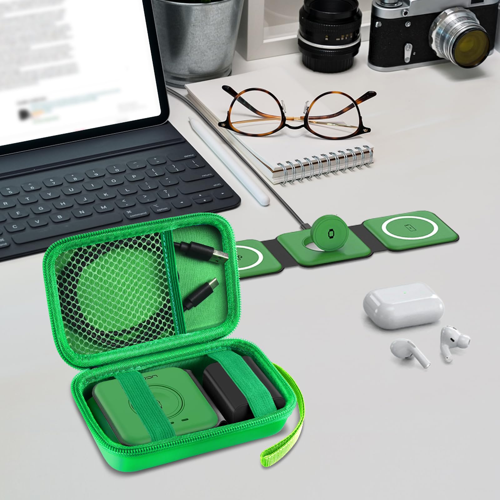 Premium Travel Organizer for Foldable 3-in-1 Magnetic Wireless Charging Station