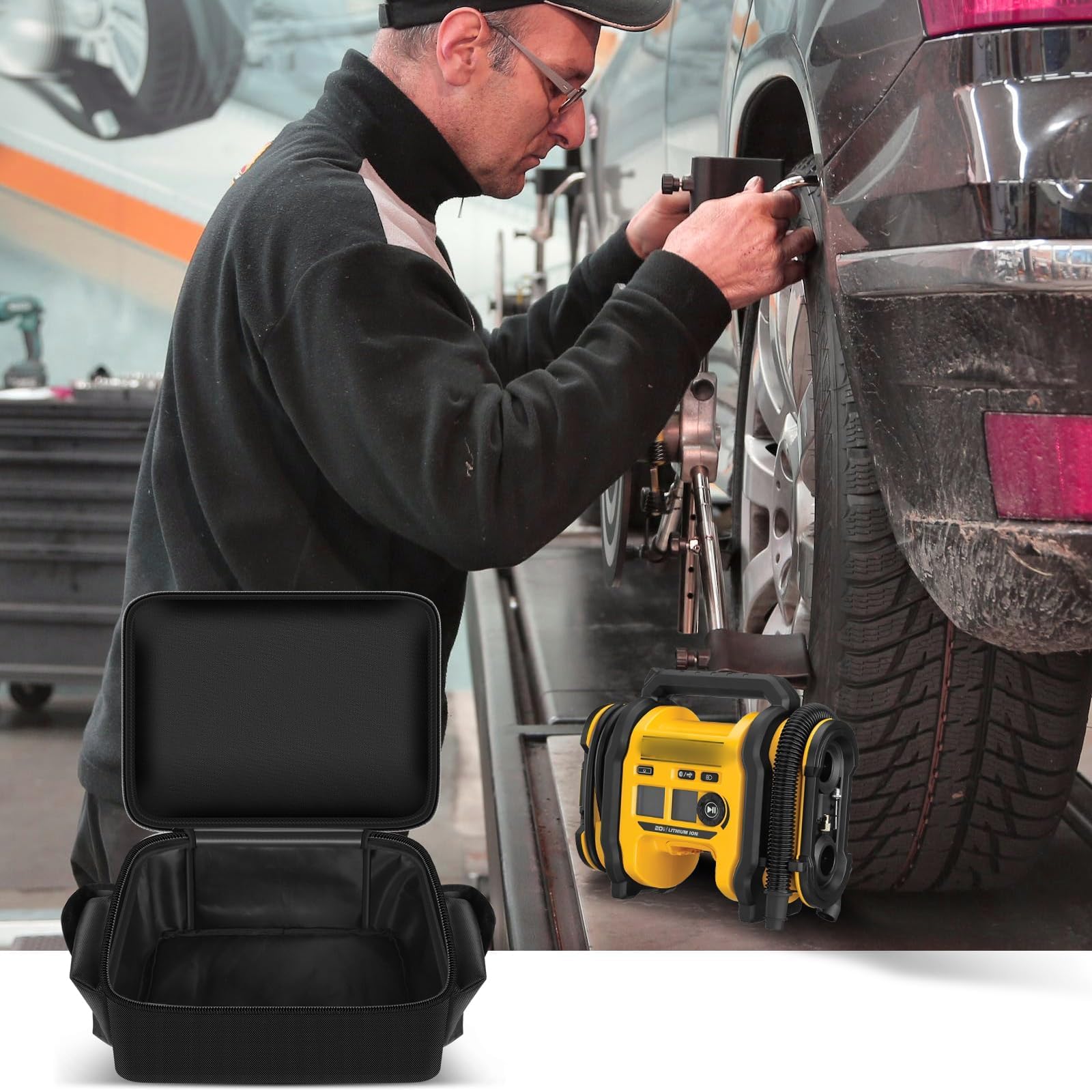 Portable Air Compressor Bag for DEWALT 20V MAX DCC020IB Tire Inflator and Accessories