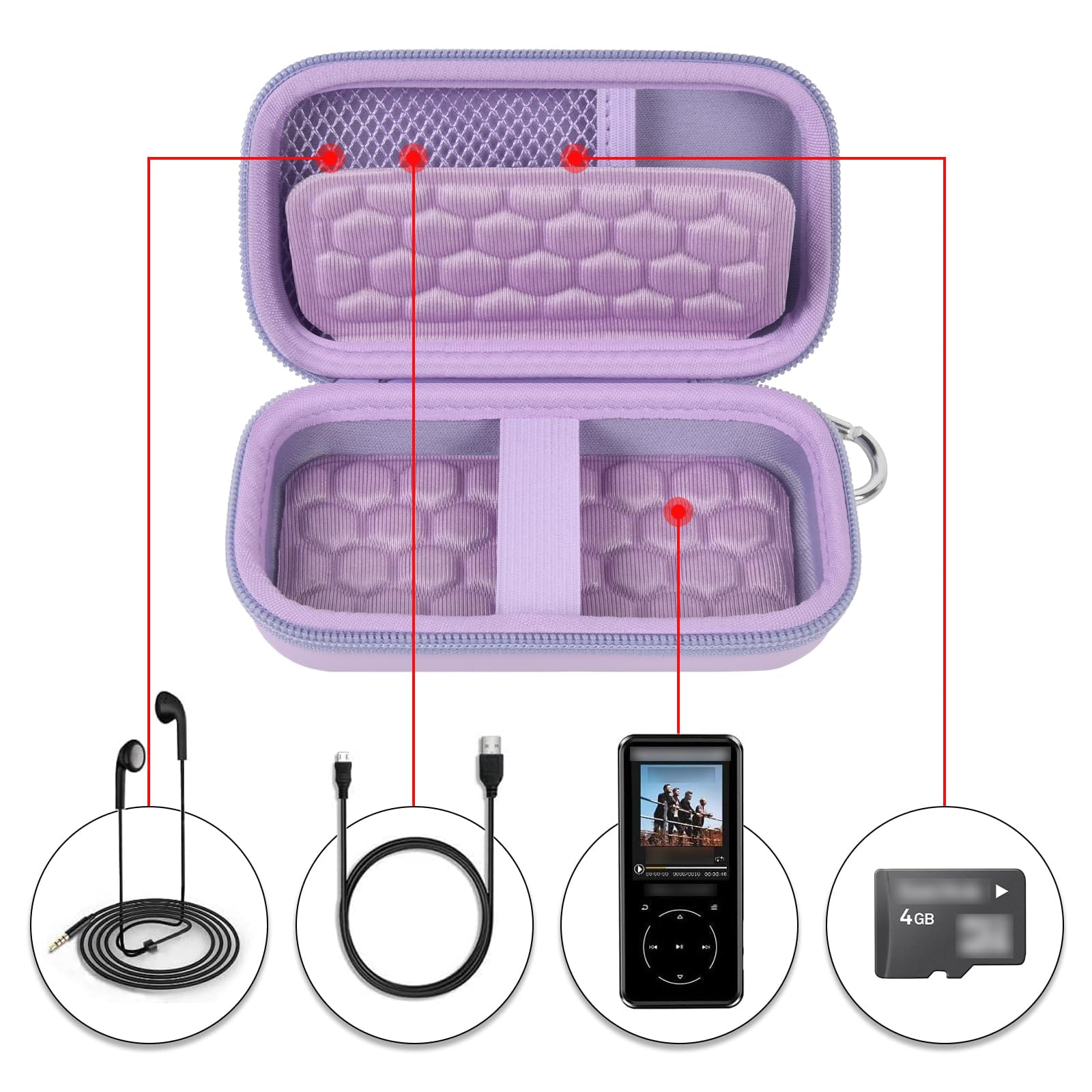 Portable MP3 / MP4 Player Case – Protective Travel Organizer for Music Players and Accessories