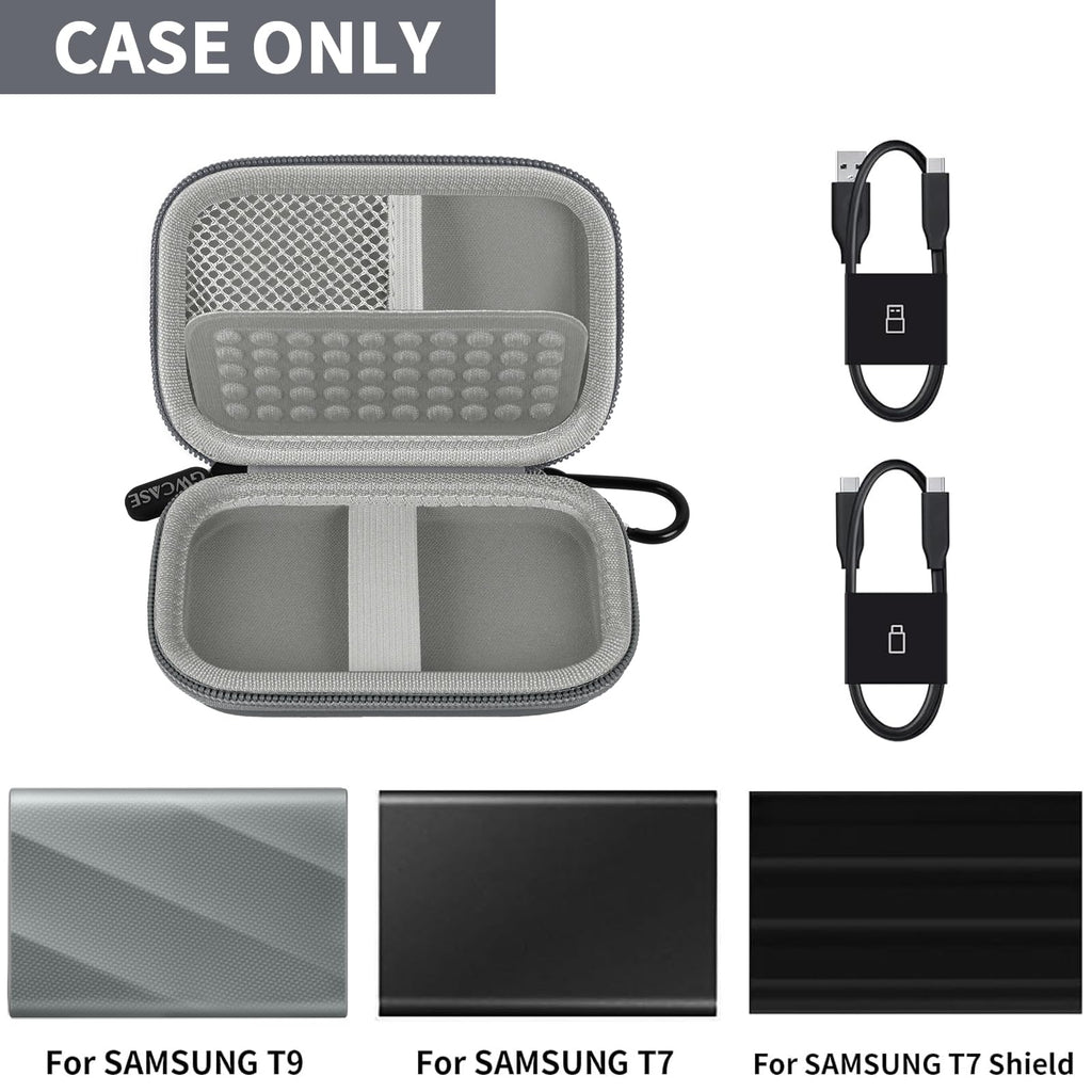 Portable SSD Case and Travel Organizer for 1TB/2TB/4TB Samsung T9/T7 External Drive