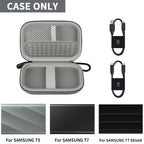 Portable SSD Case and Travel Organizer for 1TB/2TB/4TB Samsung T9/T7 External Drive