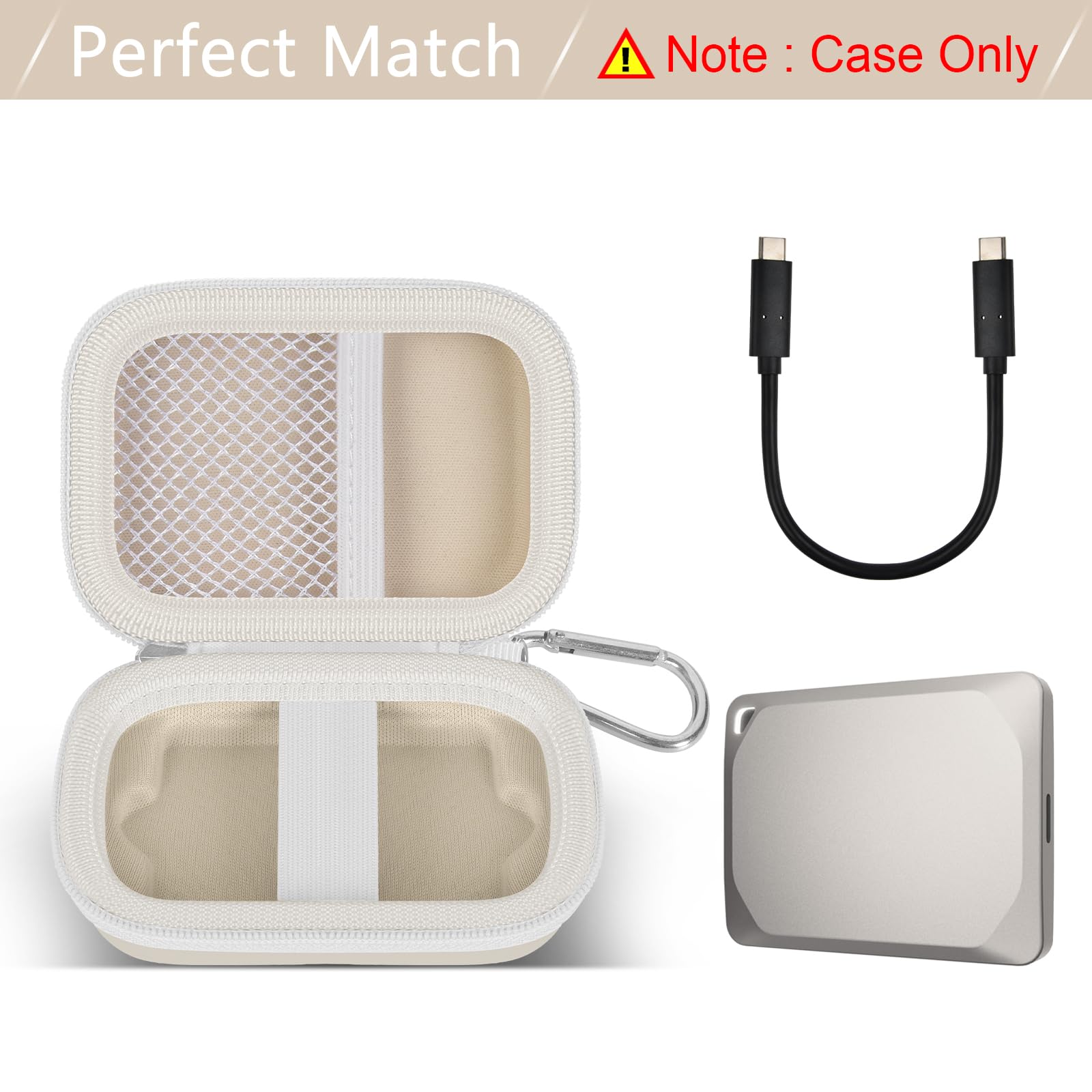 Hard Carrying Case for Crucial X10/X9 Pro Portable SSD–Shockproof External SSD Storage Bag with Mesh Pocket