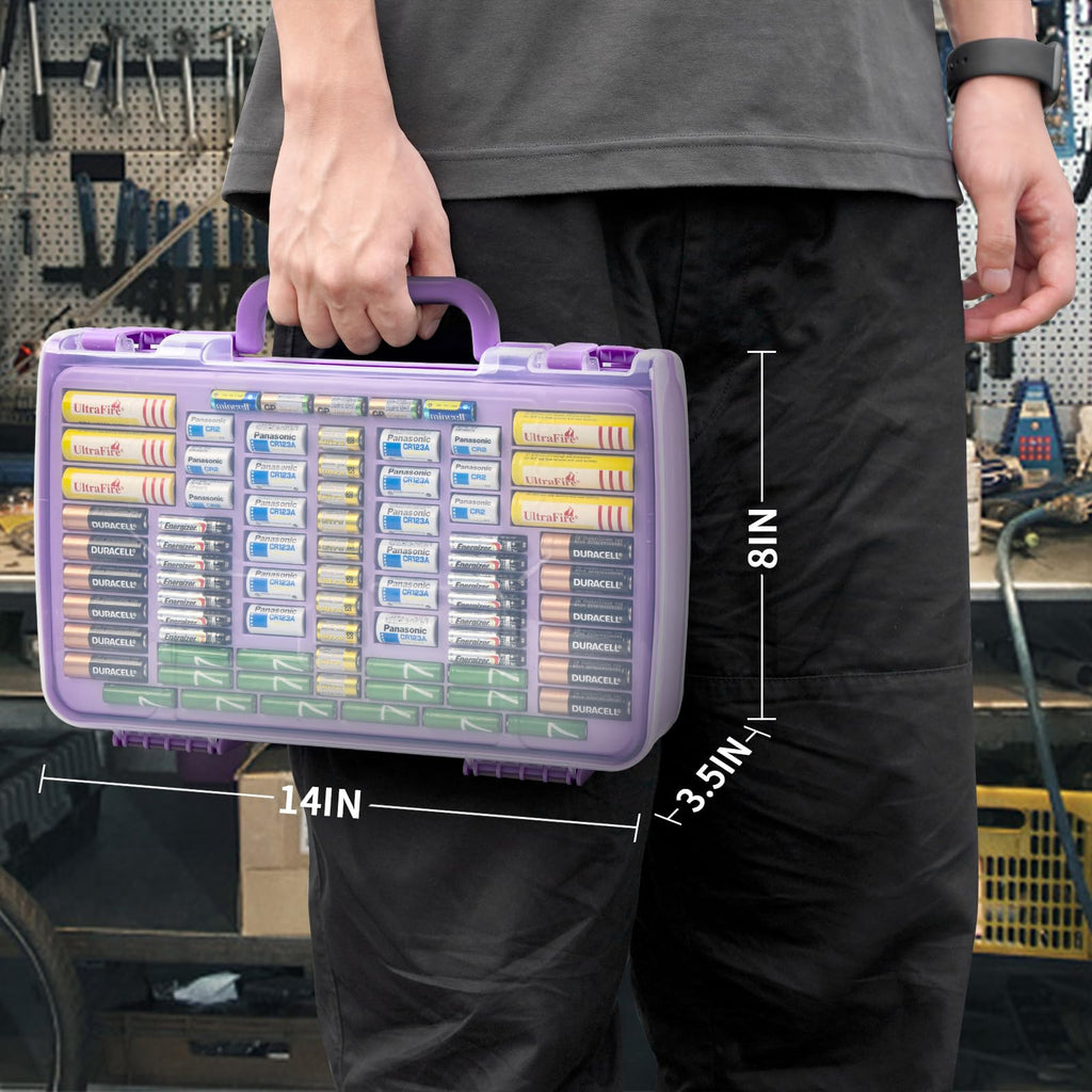 269 Slot Battery Organizer Case with Tester – Heavy Duty Storage Box for AA, AAA, 9V and More