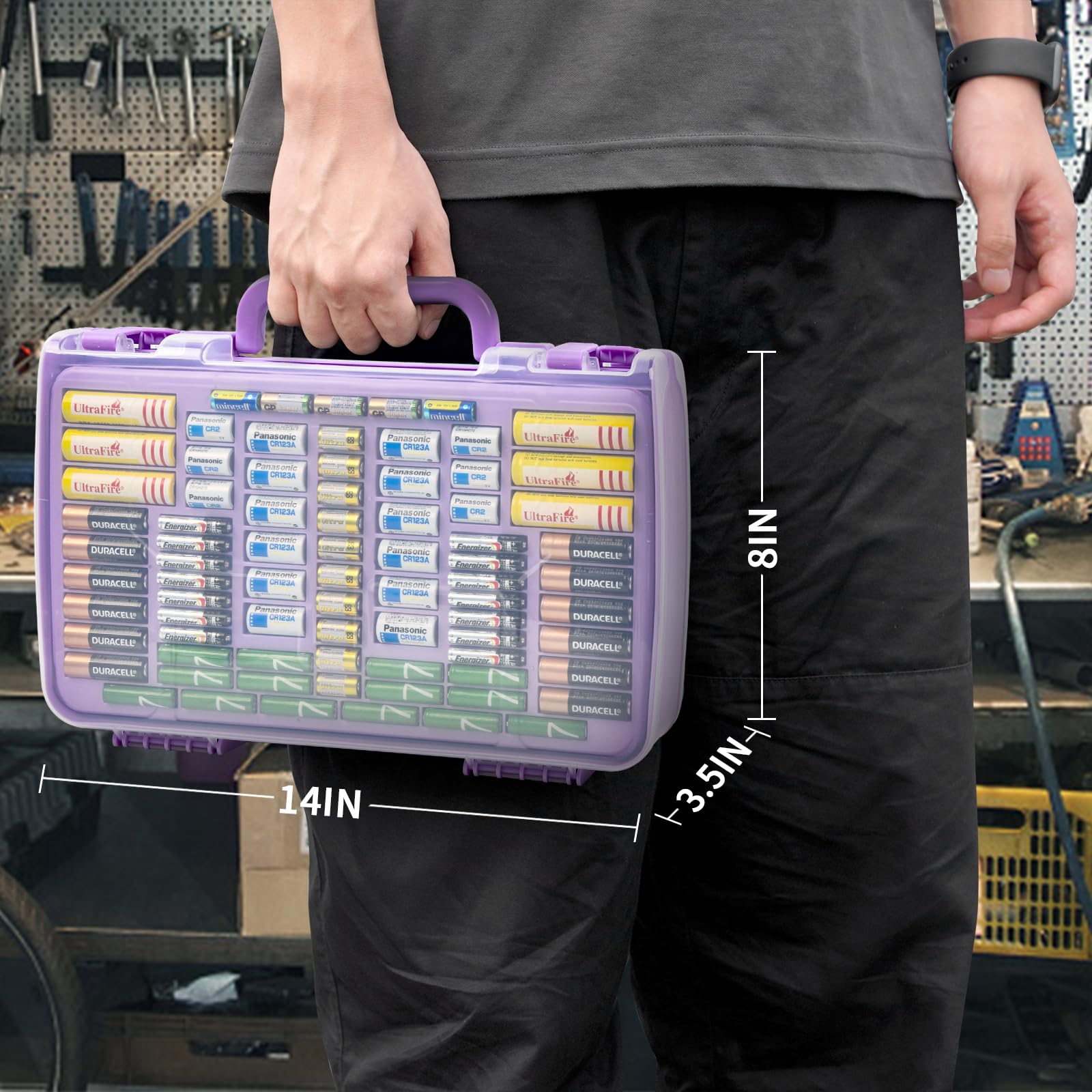 269 Slot Battery Organizer Case with Tester – Heavy Duty Storage Box for AA, AAA, 9V and More