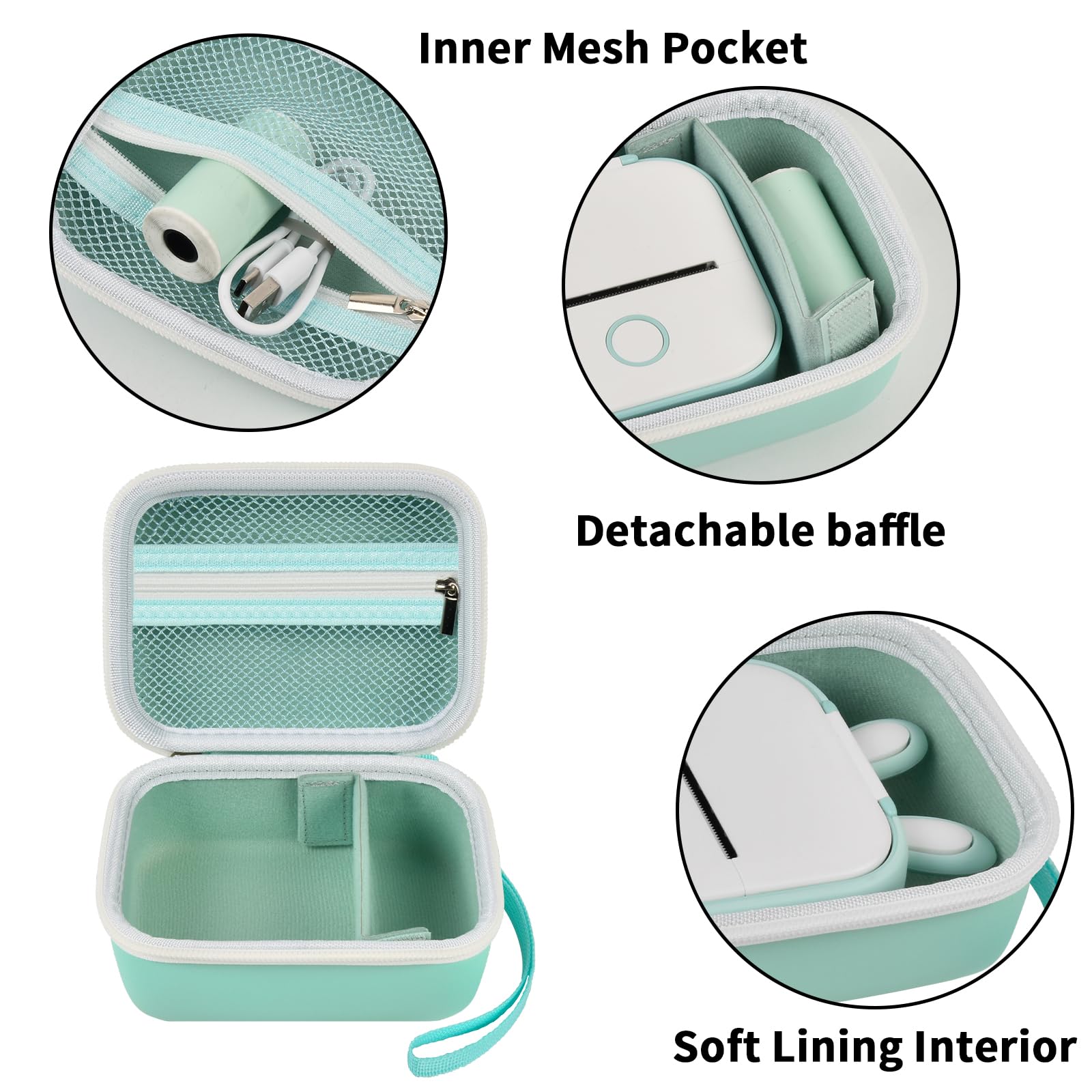 Label Maker Case for Memoking T02 and Phomemo M02 Mini Printer Storage
