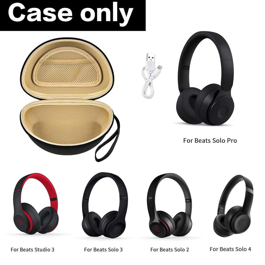 Shockproof Foldable Headphone Travel Case with Mesh Pocket – Compatible with Solo and Studio