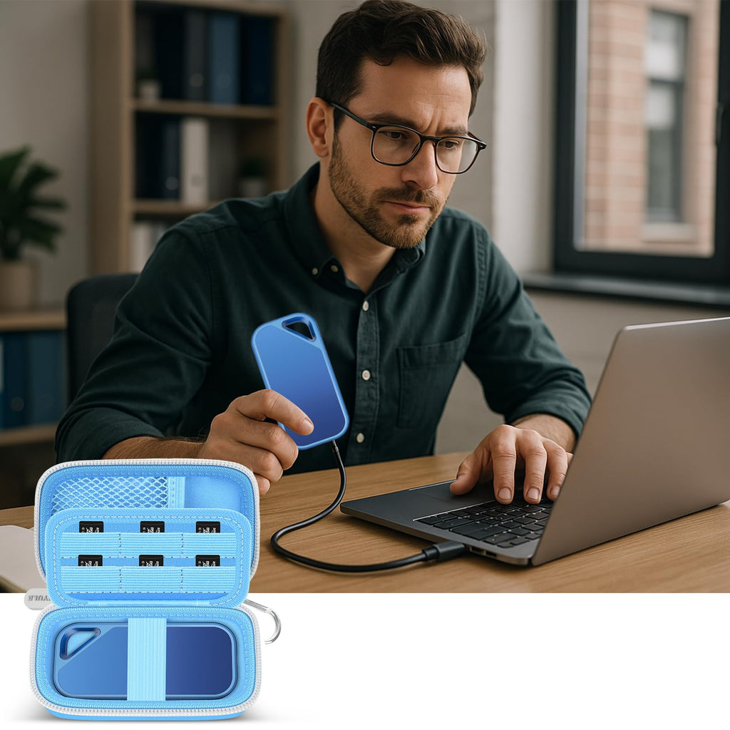 Portable SSD Case for SanDisk Extreme And Extreme PRO, Hard Shell Travel Storage  with SD Card Holder