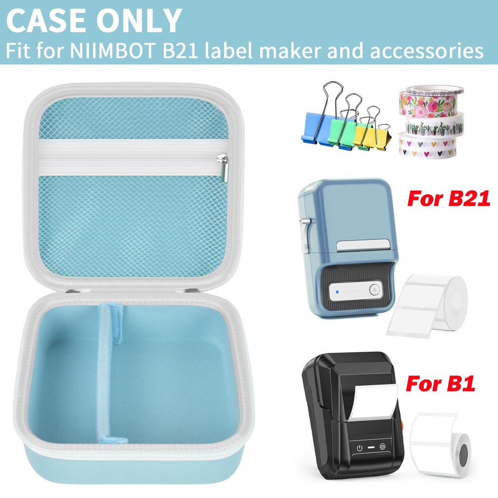 Travel Case for NIIMBOT B21 / B21 Pro / B1 Label Maker – Portable Storage Organizer for Labels and Accessories