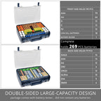 269 Slot Battery Organizer Case with Tester – Heavy Duty Storage Box for AA, AAA, 9V and More