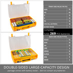 269 Slot Battery Organizer Case with Tester – Heavy Duty Storage Box for AA, AAA, 9V and More