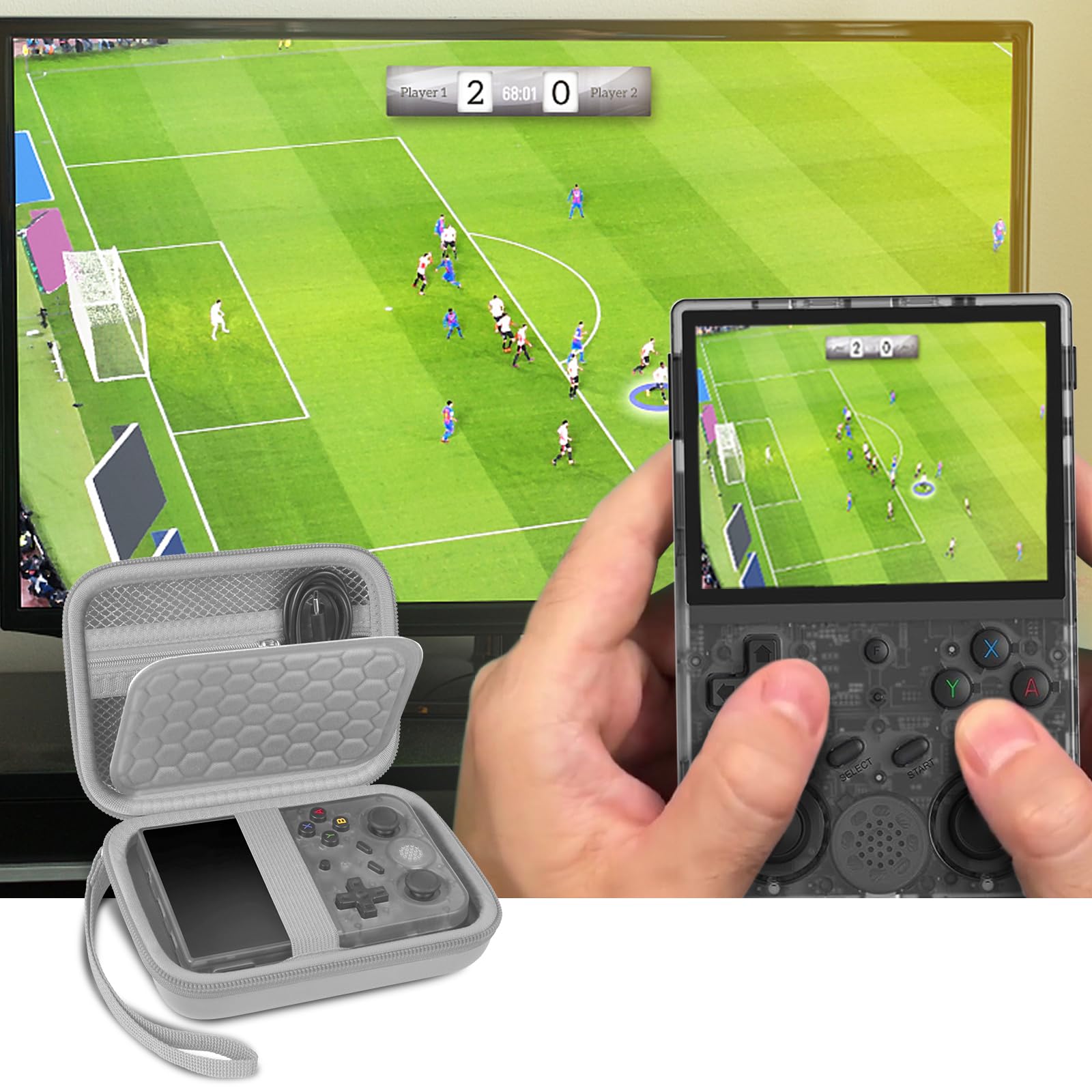Retro Handheld Console Carrying Case for R36S / RG353V / RG353VS – Shockproof Travel Storage Bag