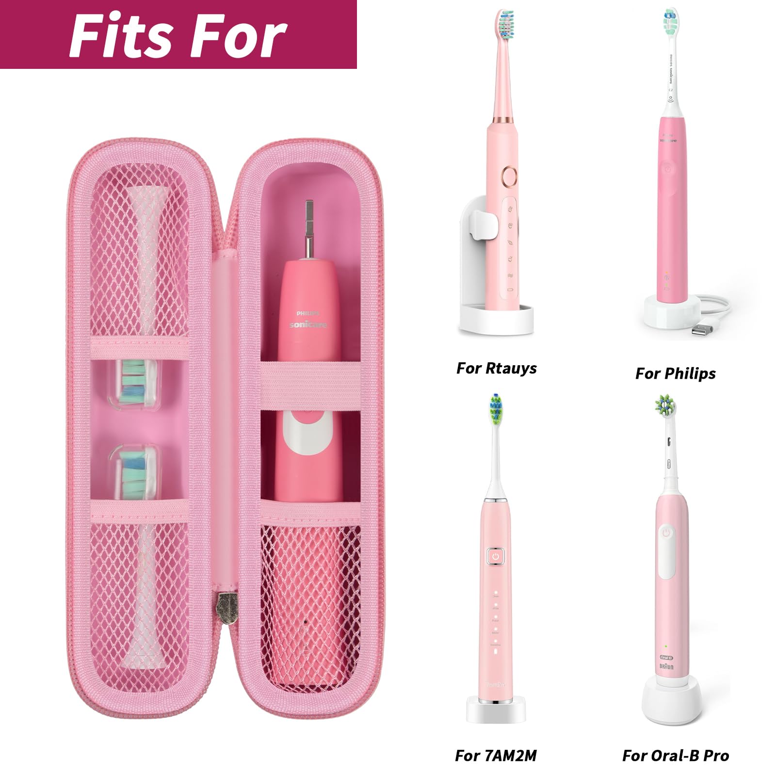 Electric Toothbrush Travel Case for Oral-B and Philips Sonicare - Waterproof Holder Bag