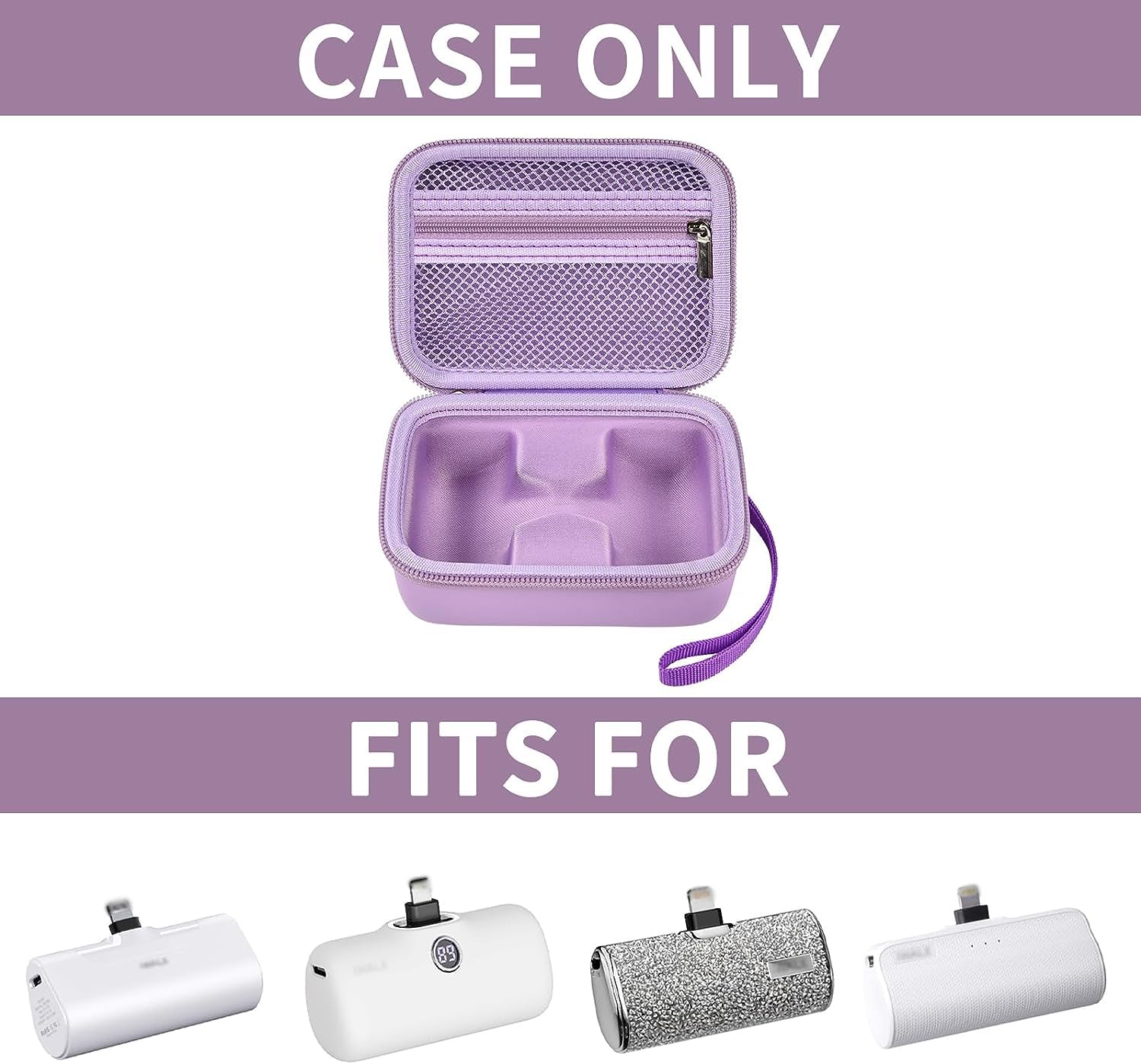 Portable Charger Case for Mini Power Bank, Hard Shell Travel Storage Bag with Cable Pocket