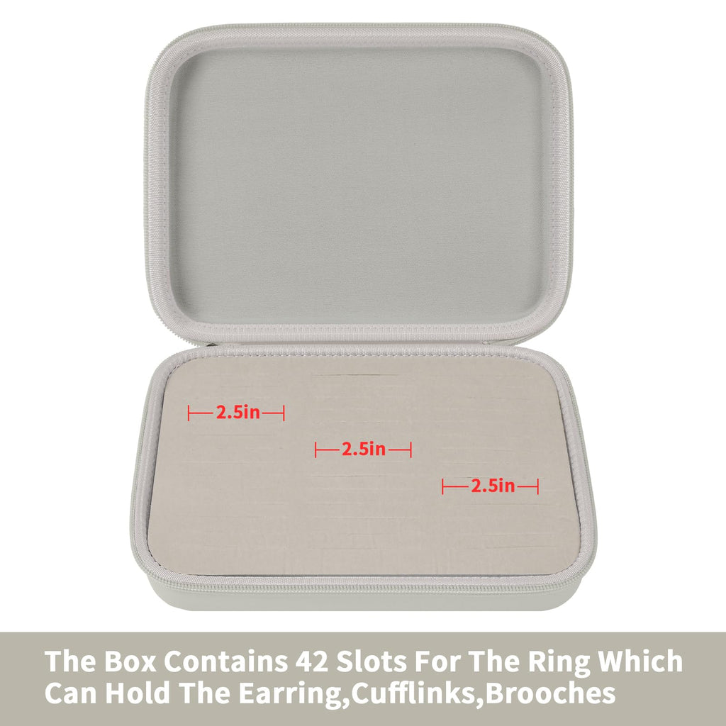 Ring Organizer Case with 42 Slots–Jewelry Display Box for Rings, Earrings and Cufflinks