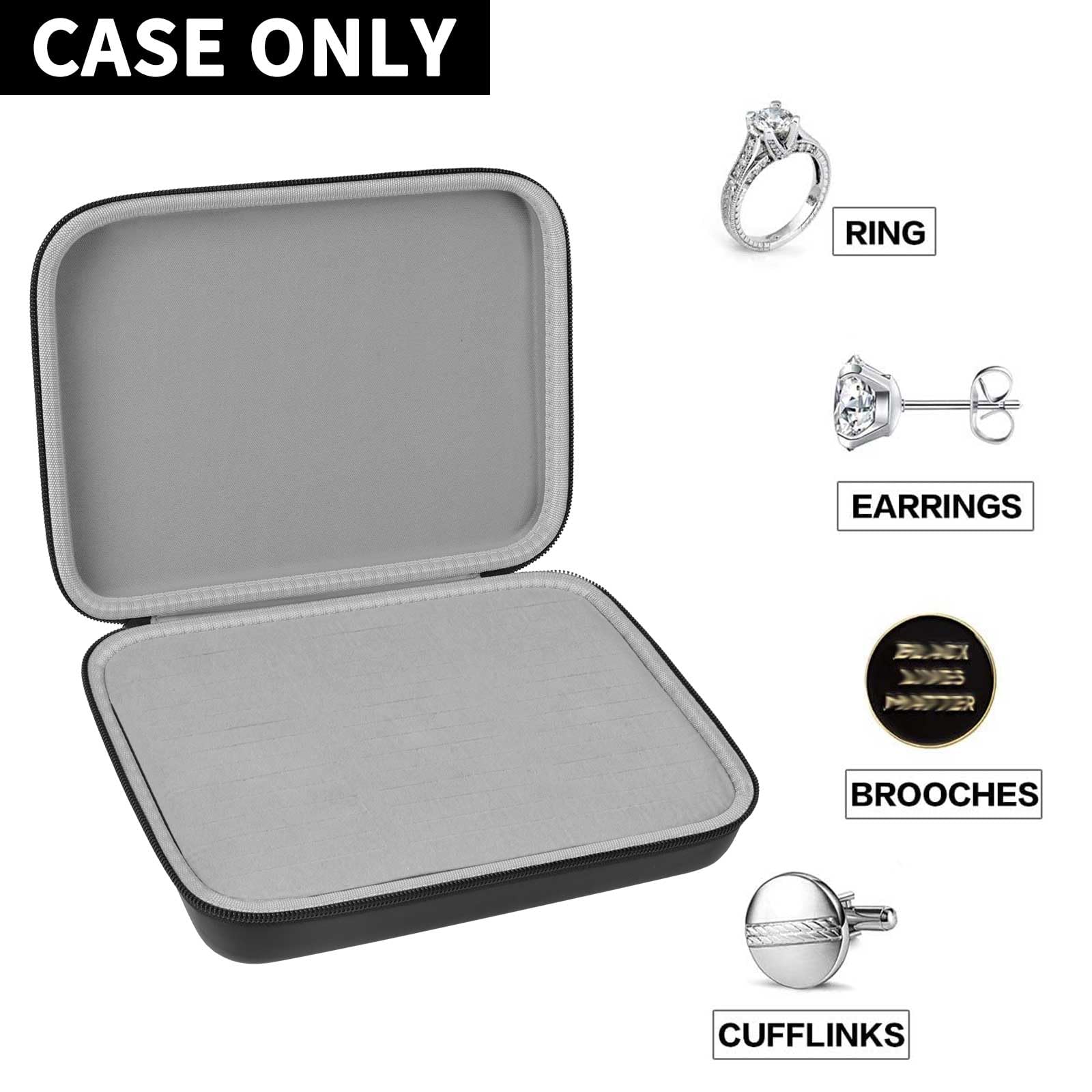 Ring Organizer Case with 42 Slots–Jewelry Display Box for Rings, Earrings and Cufflinks