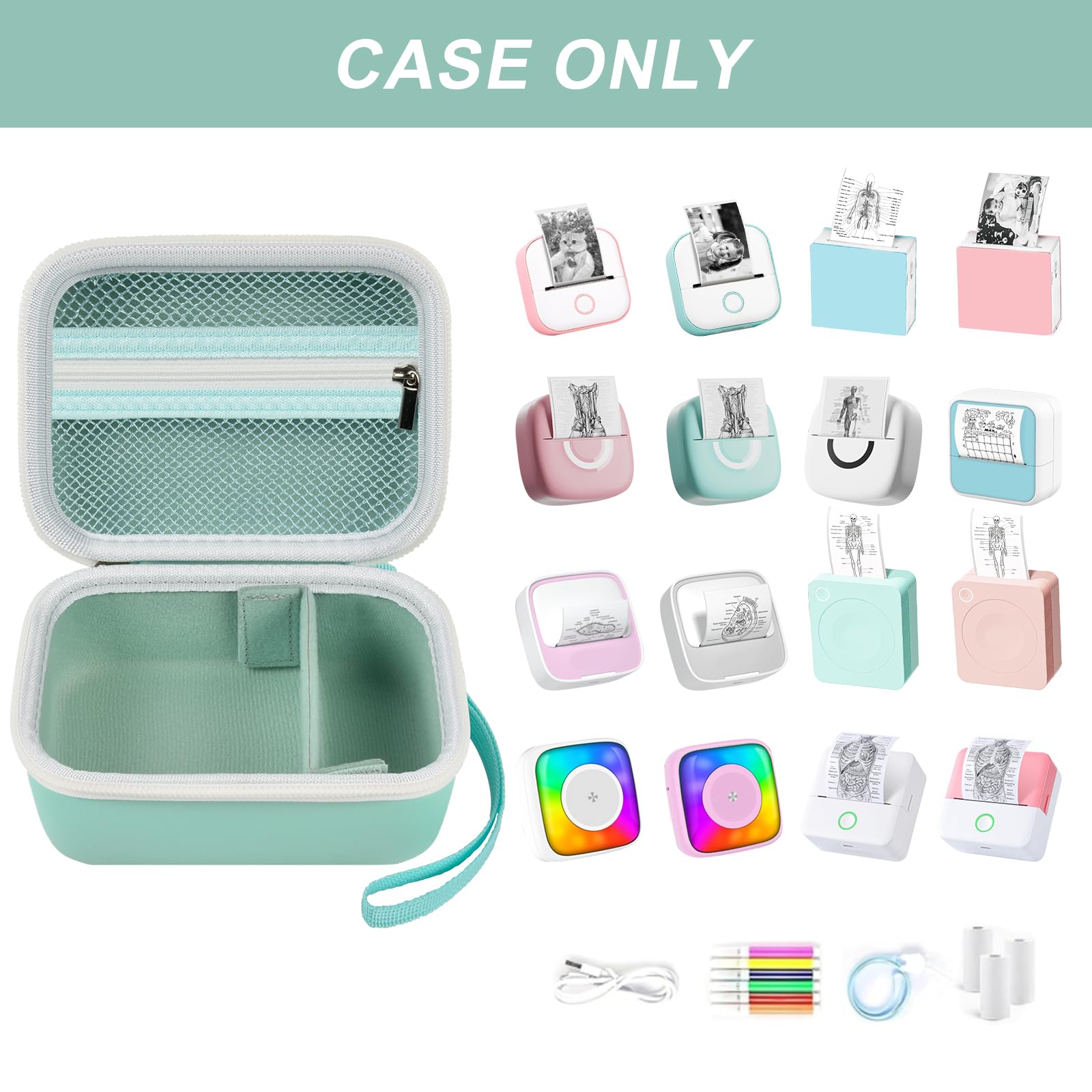Label Maker Case for Memoking T02 and Phomemo M02 Mini Printer Storage